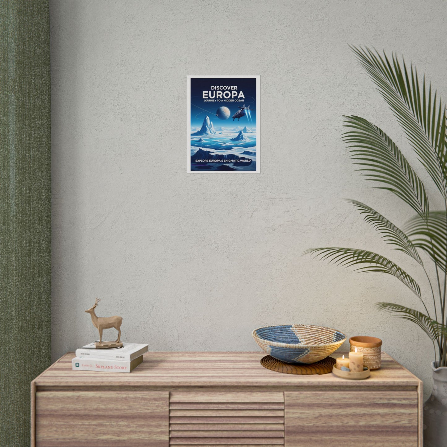 Celestial Travel Art Print, Space Wall Decor, Space Exploration Poster, Europa Journey Artwork, Home Office Decoration