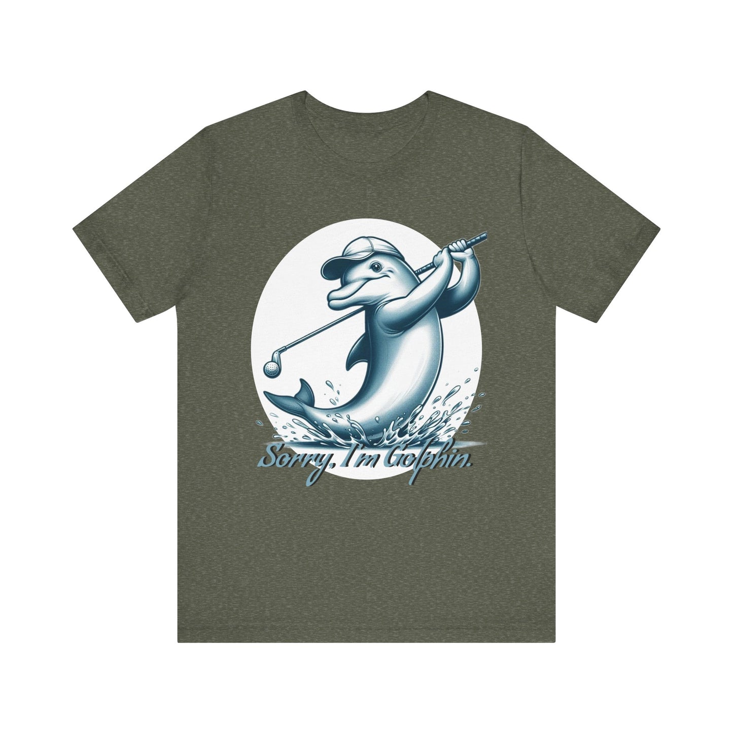 Funny Dolphin Golfing Tee - "Sorry, I’m Golphin" Unisex Jersey Short Sleeve Shirt - Dad Joke and Golfers Gift - Schmartypants
