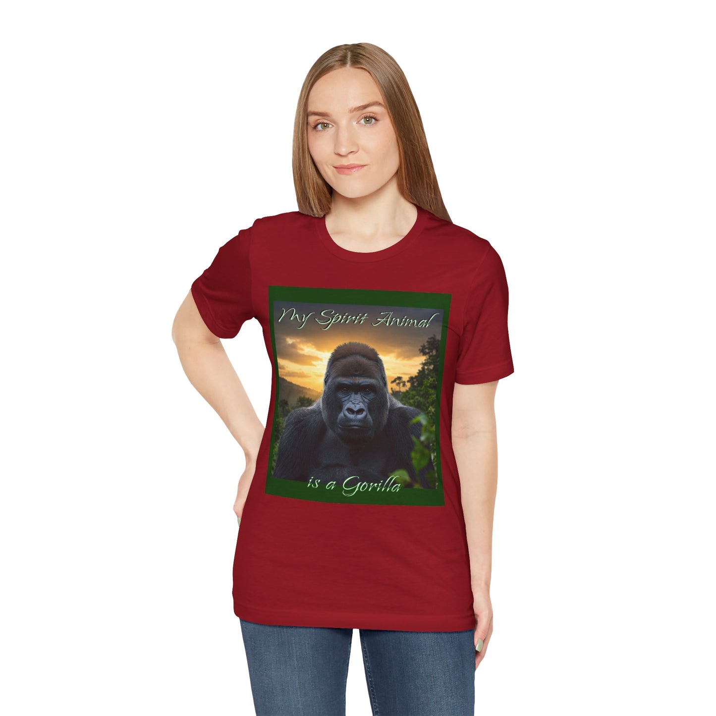 'My Spirit Animal is a Gorilla' T-Shirt - Beautiful Unisex Jersey Tee for Animal Lovers, Conservationists - Schmartypants