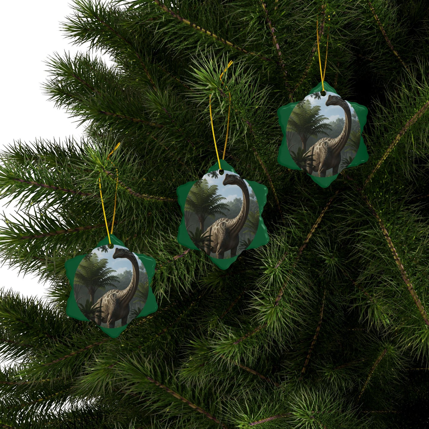 Apatosaurus Dinosaur Christmas Ornaments, Unique Holiday Decor, Gift for Kids, 2-Sided Print, Jungle Themed Decorations, Perfect for Tree