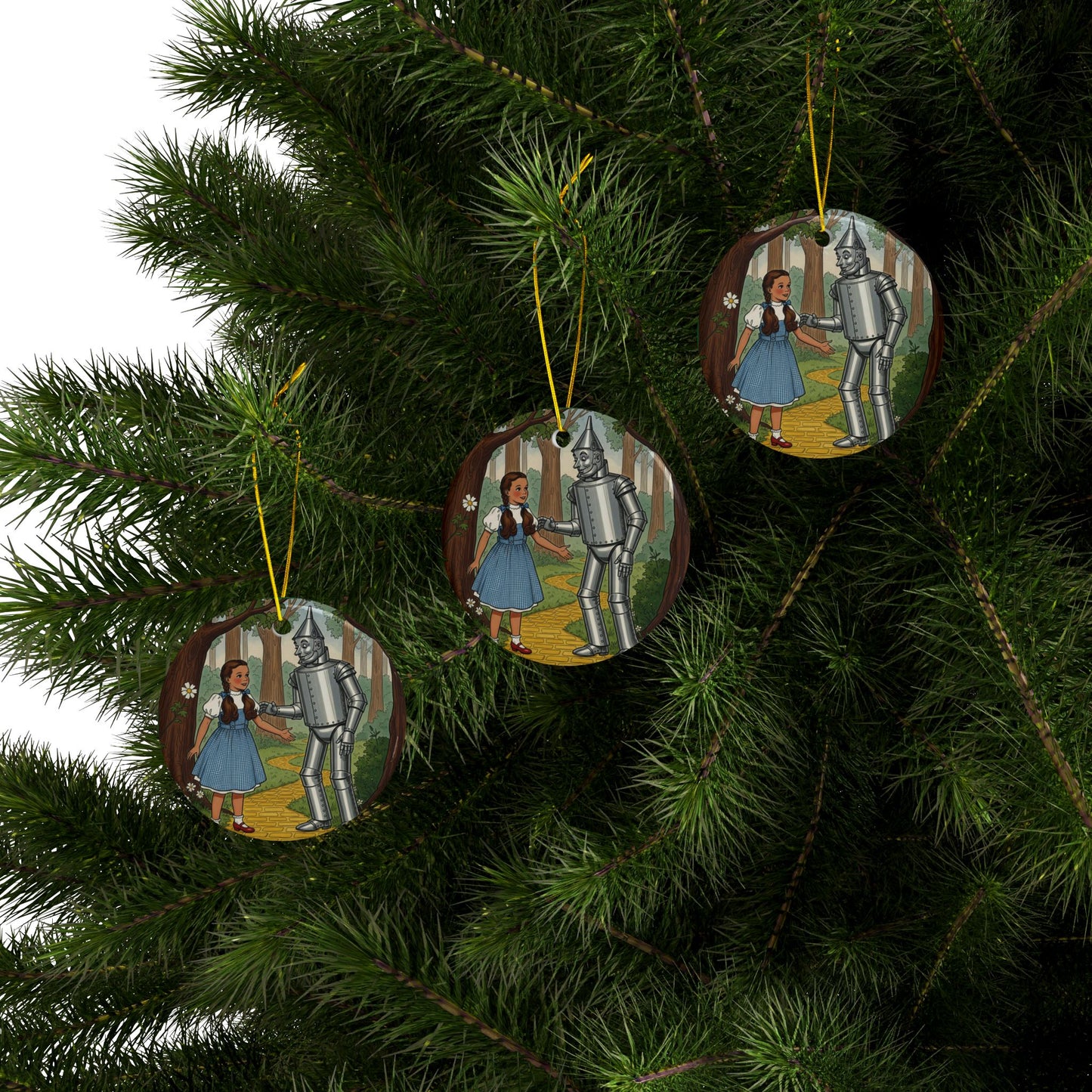 Whimsical Ceramic Ornaments, Wizard of Oz Decor, Holiday Tree Decorations, Unique Gifts for Kids, Magical Keepsakes, 2-Sided Print