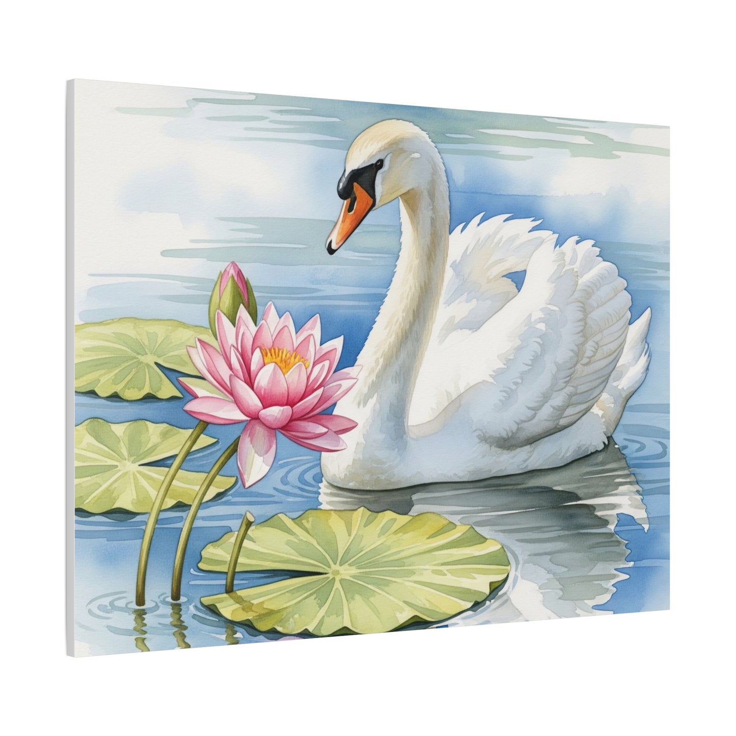 Swan and Lotus Canvas Art, Home Décor, Nature Wall Art, Gift for Nature Lovers, Floral Artwork