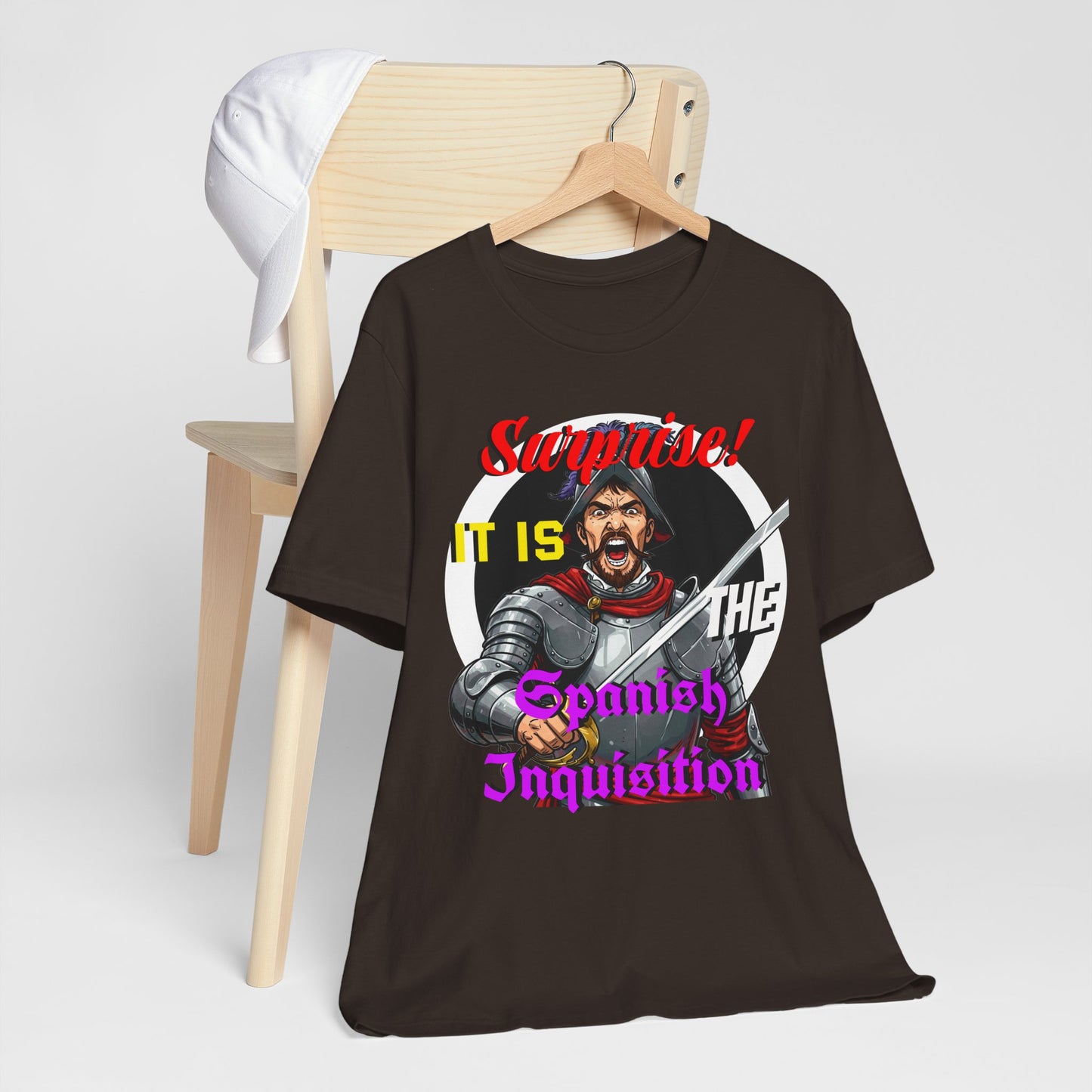 Hilarious Spanish Inquisition T-Shirt, British Humor Tee, Unisex Short Sleeve, Ideal for Parties, Gifts, Comedy Lovers