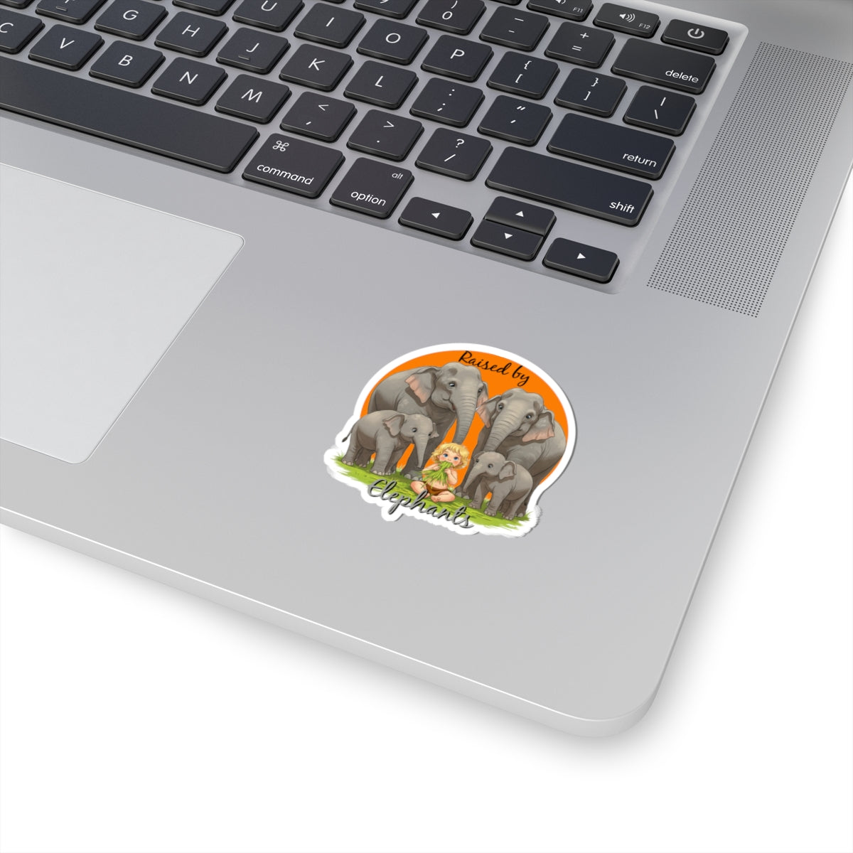 Raised by Elephants Kiss-Cut Stickers | Hilarious Elephant Design for Animal Lovers | Perfect for Gifts & Decor - Schmartypants