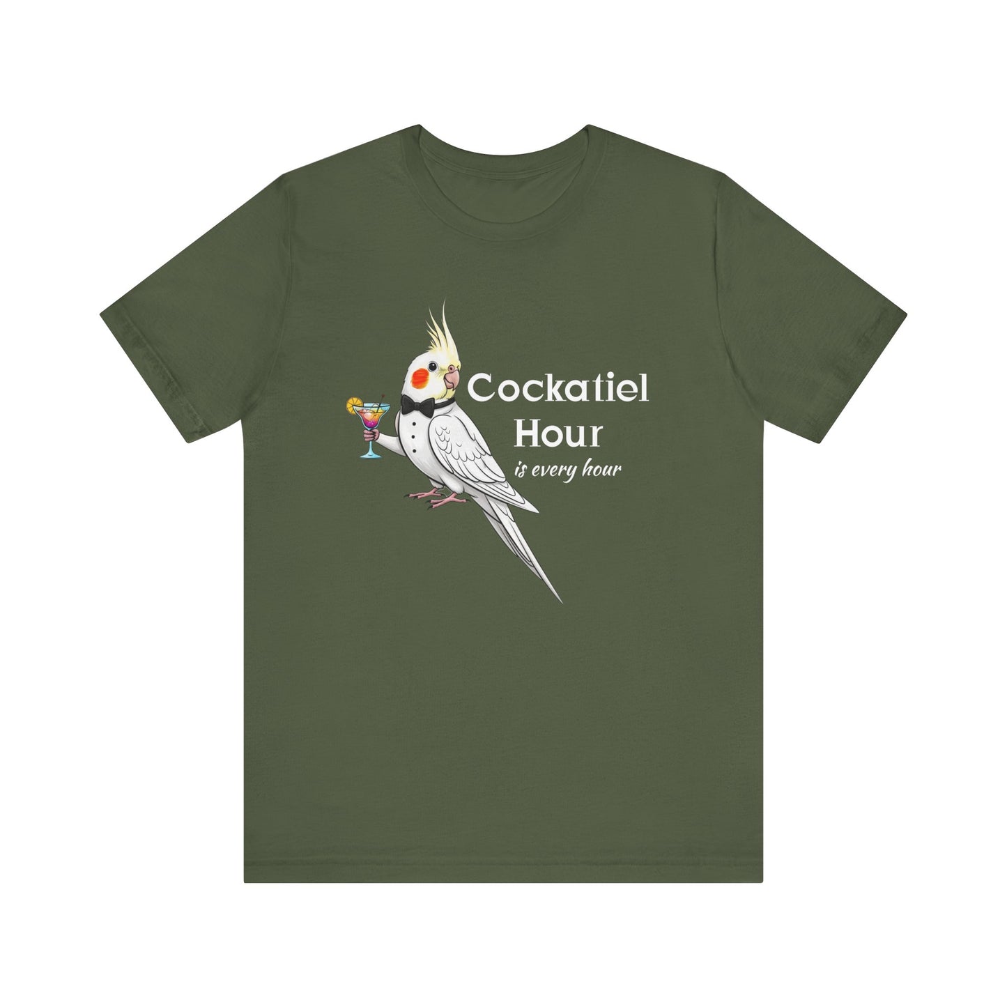 Funny 'Cockatiel Hour is Every Hour' Unisex Tee for Cockatiel Pet Owners