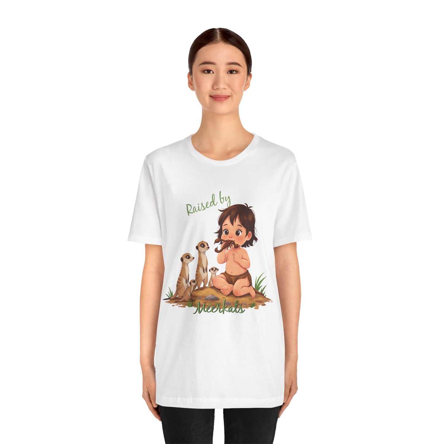 Funny Meerkat Tee - "Raised by Meerkats" Unisex Jersey Short Sleeve Shirt - for Meerkat and Wildlife Lovers - Schmartypants