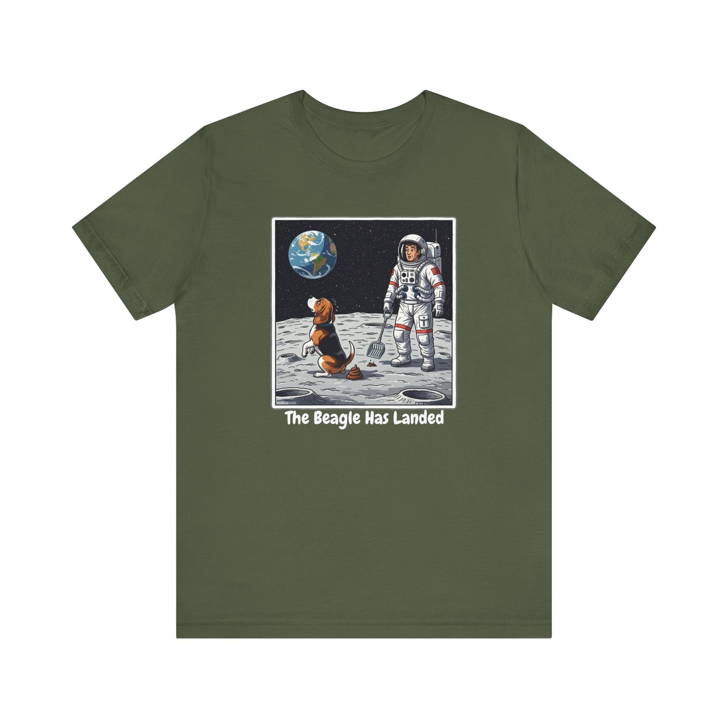 Funny Beagle Moon Landing Tee - "The Beagle Has Landed" Graphic, Pooper Scooping Astronaut Shirt, Unisex Casual T-Shirt, Cool Pet Gift
