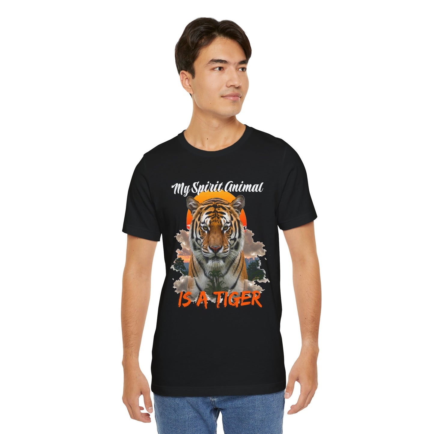 My Spirit Animal is a Tiger Tee - Unisex Jersey Short Sleeve T-Shirt, Inspirational Fierce Nature Apparel for Tiger Lovers, Casual Wear, Zoo