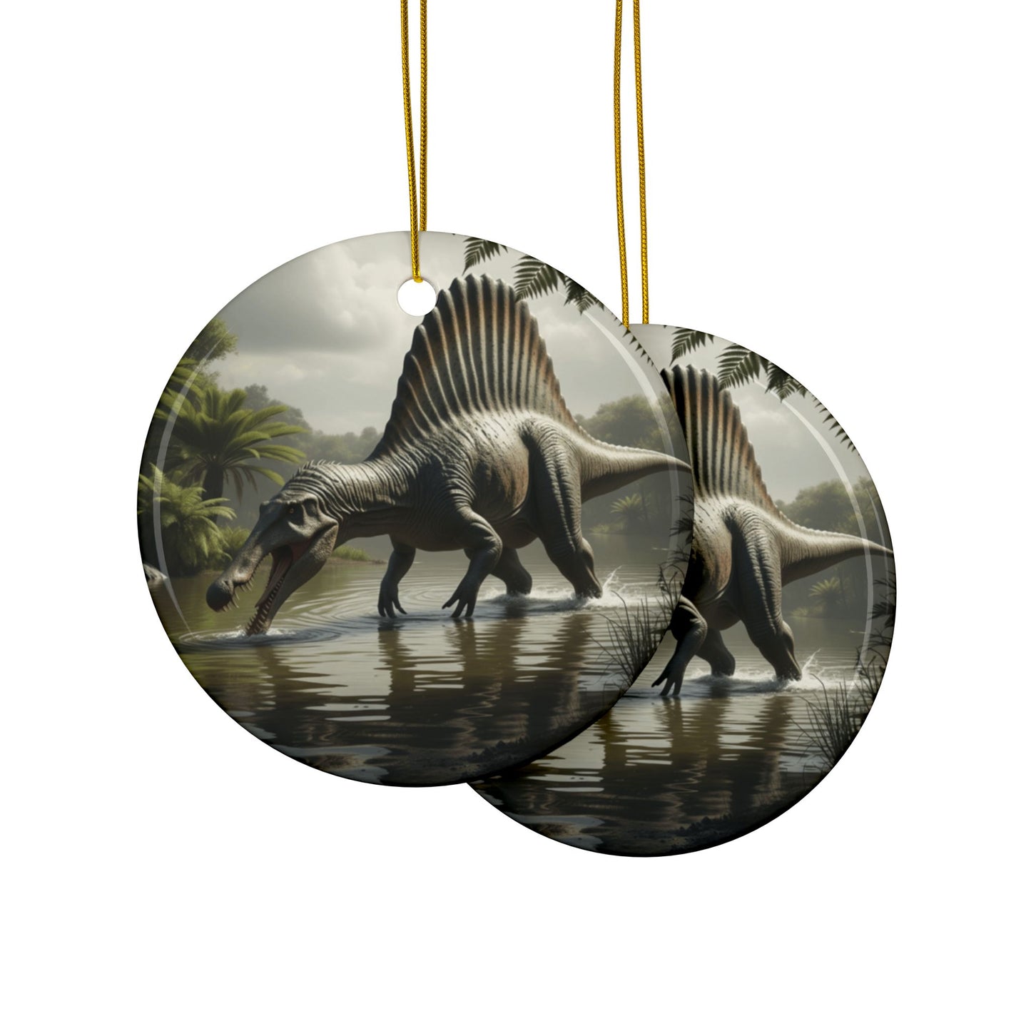 Dinosaur Ceramic Ornaments, Spinosaurus Gifts for Kids, Unique Holiday Decor, Tree Ornaments for Dinosaur Lovers, Set of 1, 3, or 5