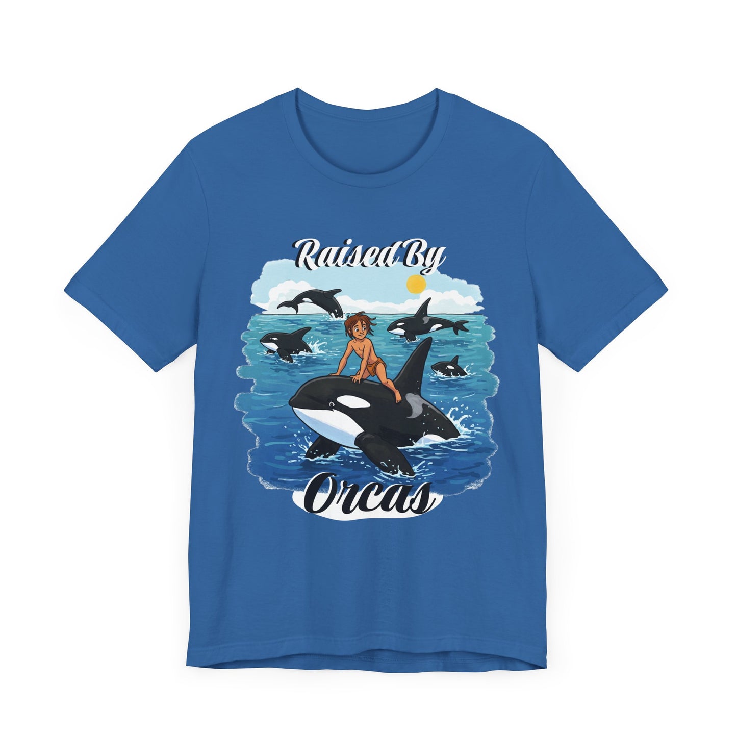 Funny 'Raised by Orca's' Tee - Perfect for Ocean Lovers, Beach Days, Summer Vacations, Gift for Marine Life Enthusiasts, Cute Animal Shirt