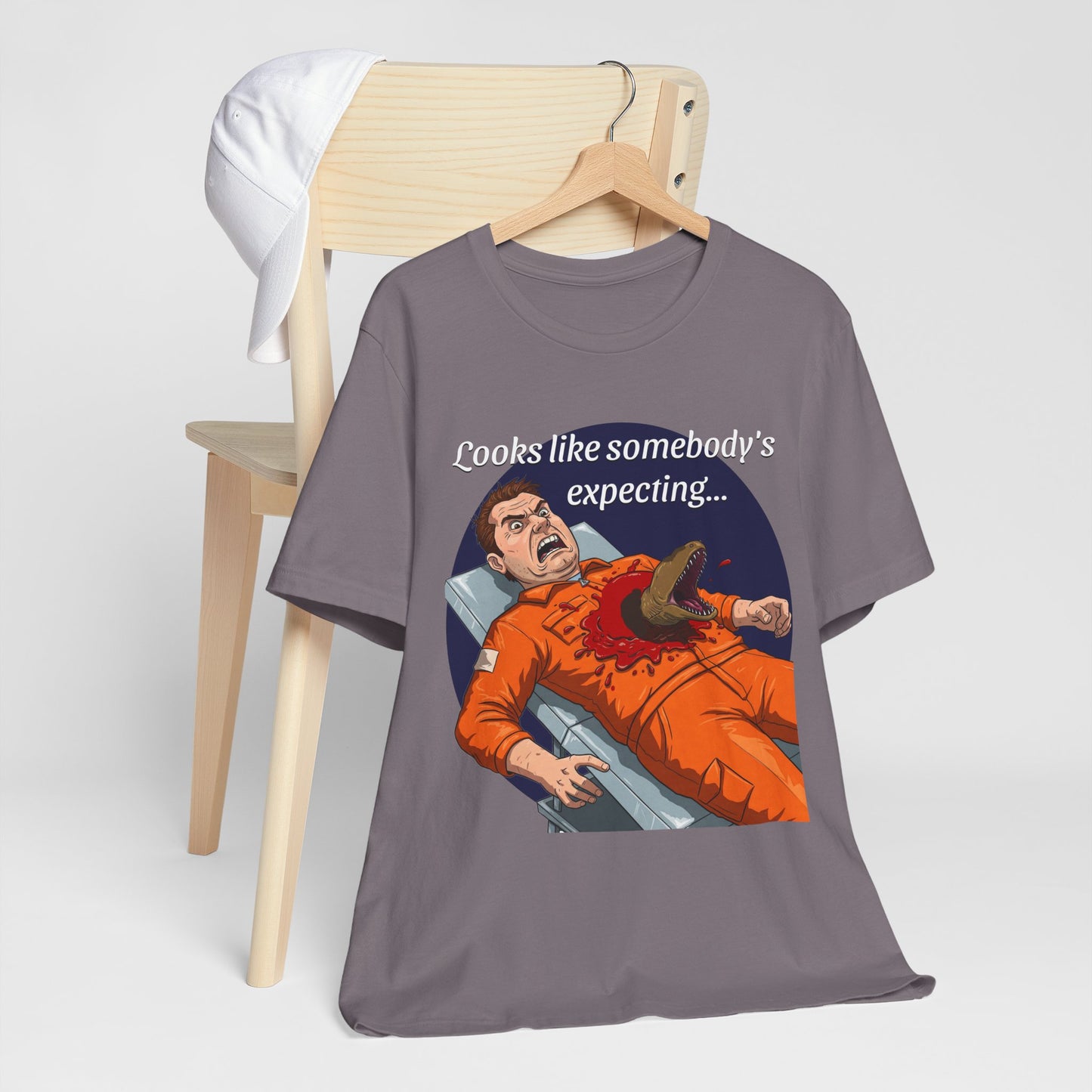 Maternity Tee for Sci-Fi Lovers, Funny Space Station Crew Member Giving Birth, Alien Movie Fan Shirt