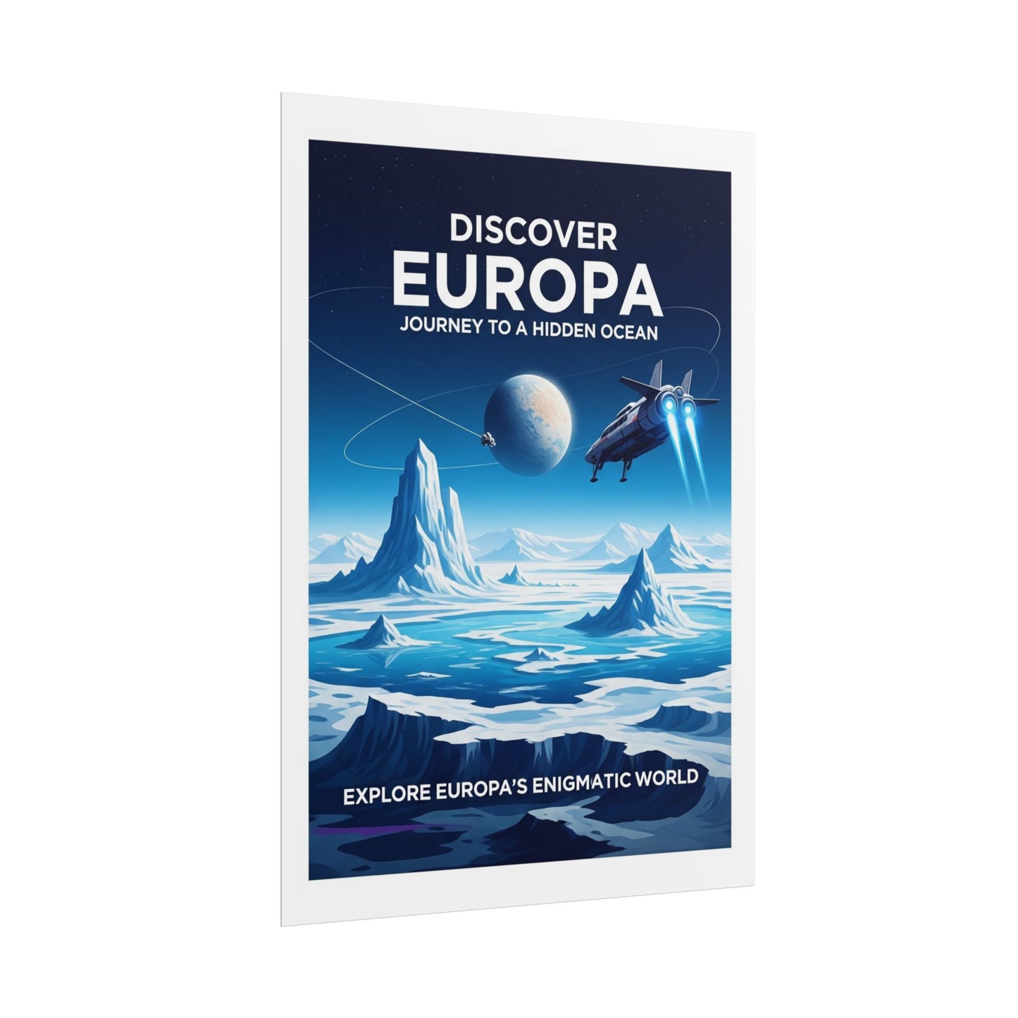 Celestial Travel Art Print, Space Wall Decor, Space Exploration Poster, Europa Journey Artwork, Home Office Decoration