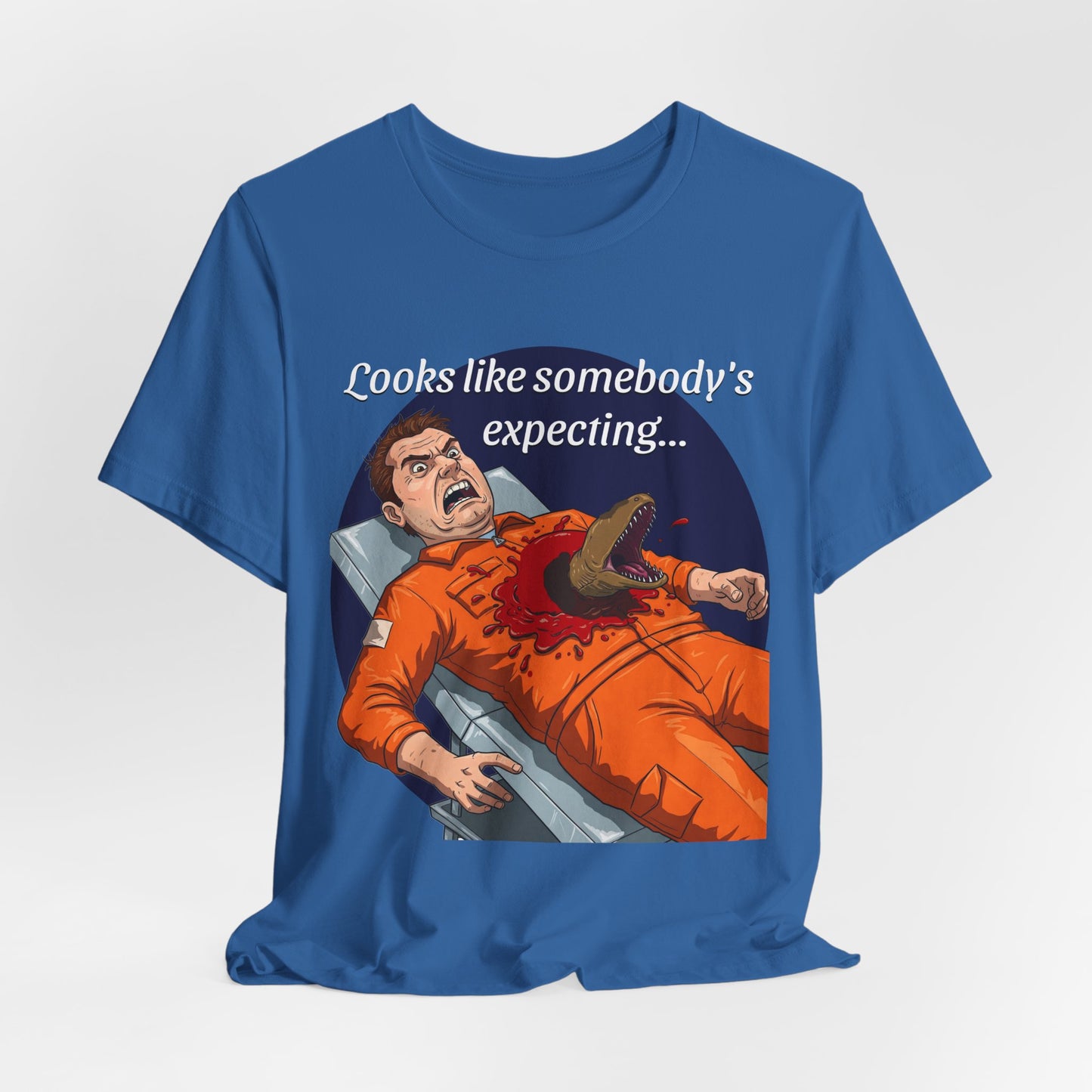 Maternity Tee for Sci-Fi Lovers, Funny Space Station Crew Member Giving Birth, Alien Movie Fan Shirt