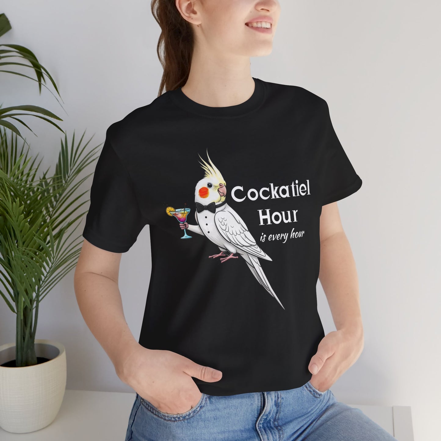 Funny 'Cockatiel Hour is Every Hour' Unisex Tee for Cockatiel Pet Owners