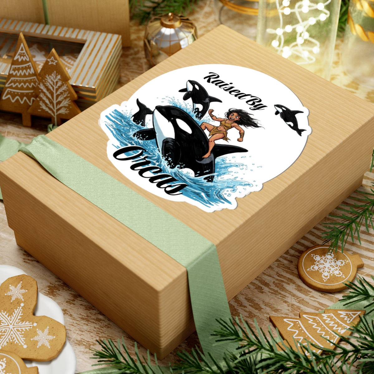 Funny 'Raised by Orcas' Stickers, Fun Nautical Decor, Coastal Vibes, Marine Life Gift, Raised By Orcas
