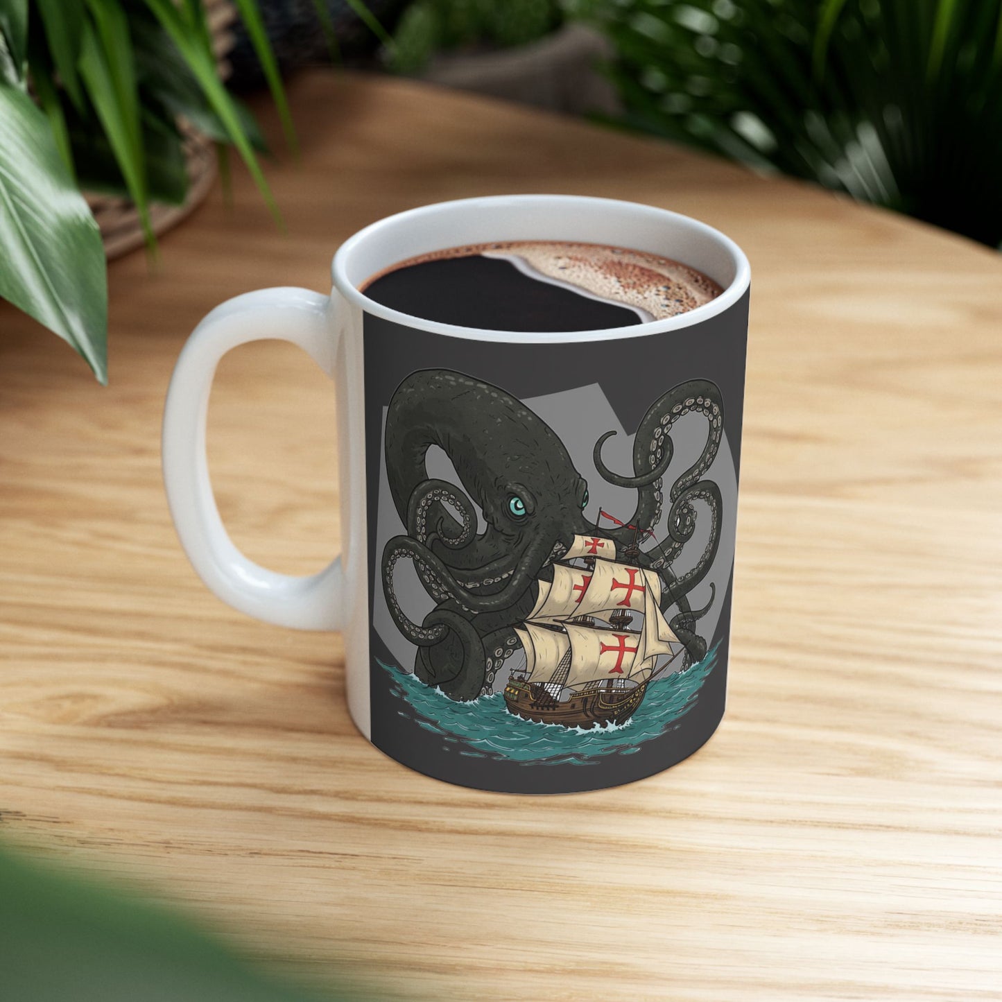 Octopus-Themed Ceramic Mug - "Release the Kraken" Design for Pirates and Gamers - Schmartypants