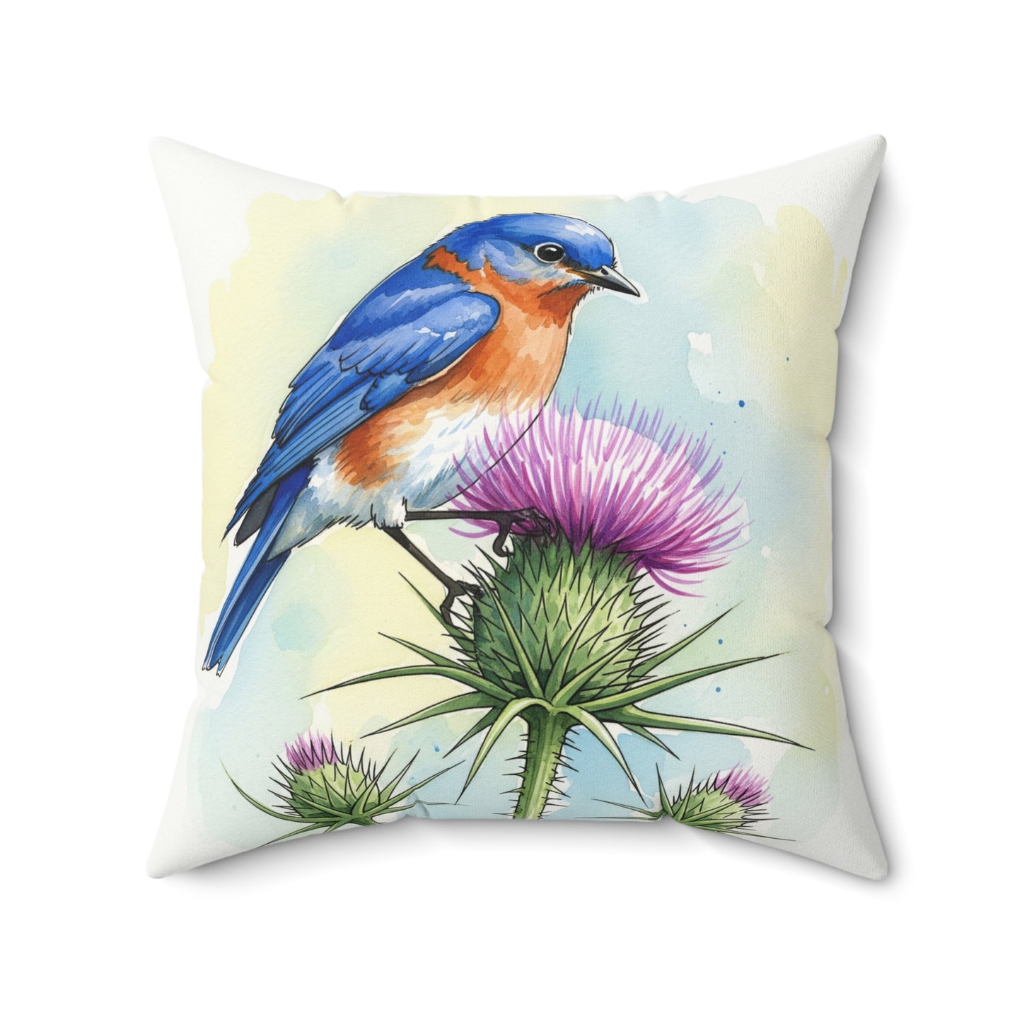 Bluebird Floral Pillow, Nature Decor, Cozy Home Accent, Gift for Bird Lovers, Spring Decor, Throw Pillow, Wildlife Cushion