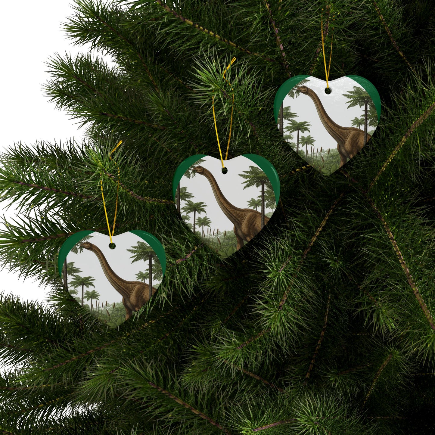 Apatosaurus Dinosaur Ceramic Ornaments, 2-Sided Print, Holiday Decor, Gift for Kids, Tree Decoration, Jurassic Theme