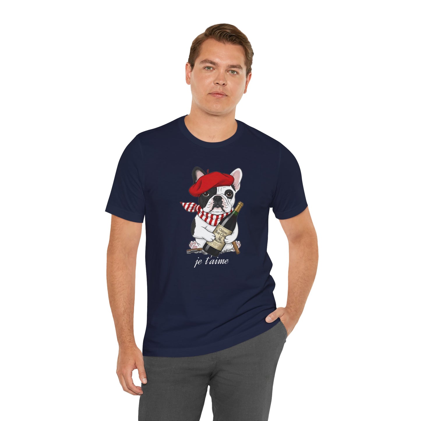 Cute French Bulldog Lovers Tee, Casual Wear, Je t'aime Shirt, Unisex T-Shirt for Birthdays, Anniversaries, Pet Lovers