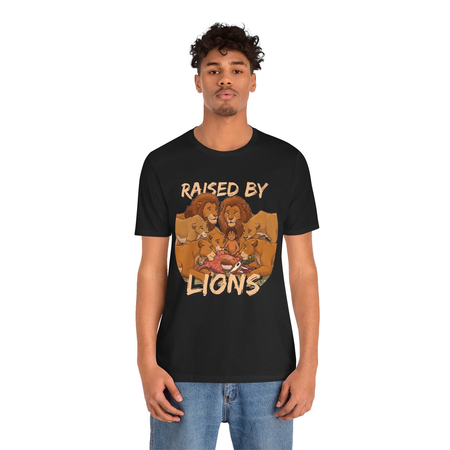 Raised by Lions Unisex Jersey Tee – Empowering, Humorous Graphic T-Shirt for Animal Lovers, Lion Lovers - Schmartypants