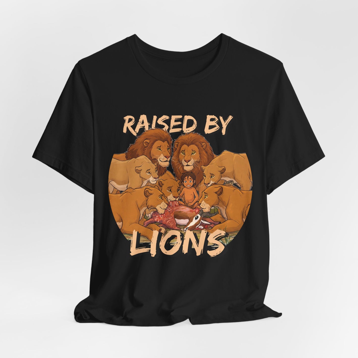 Raised by Lions Unisex Jersey Tee – Empowering, Humorous Graphic T-Shirt for Animal Lovers, Lion Lovers - Schmartypants