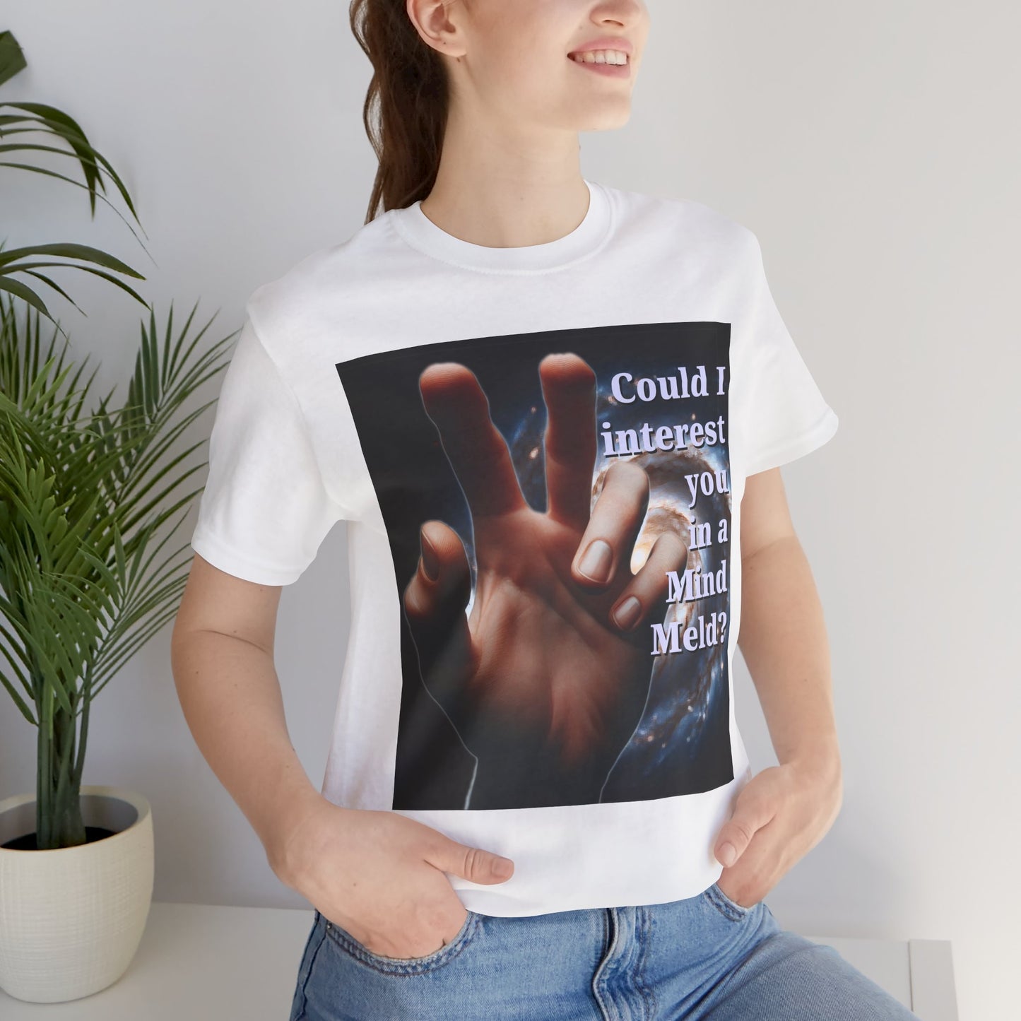 'Could I Interest You in a Mind Meld?' Graphic Tee - Hilarious Unisex Short Sleeve Shirt for Sci-Fi Lovers, Star Trek Fans, & Casual Wear - Schmartypants