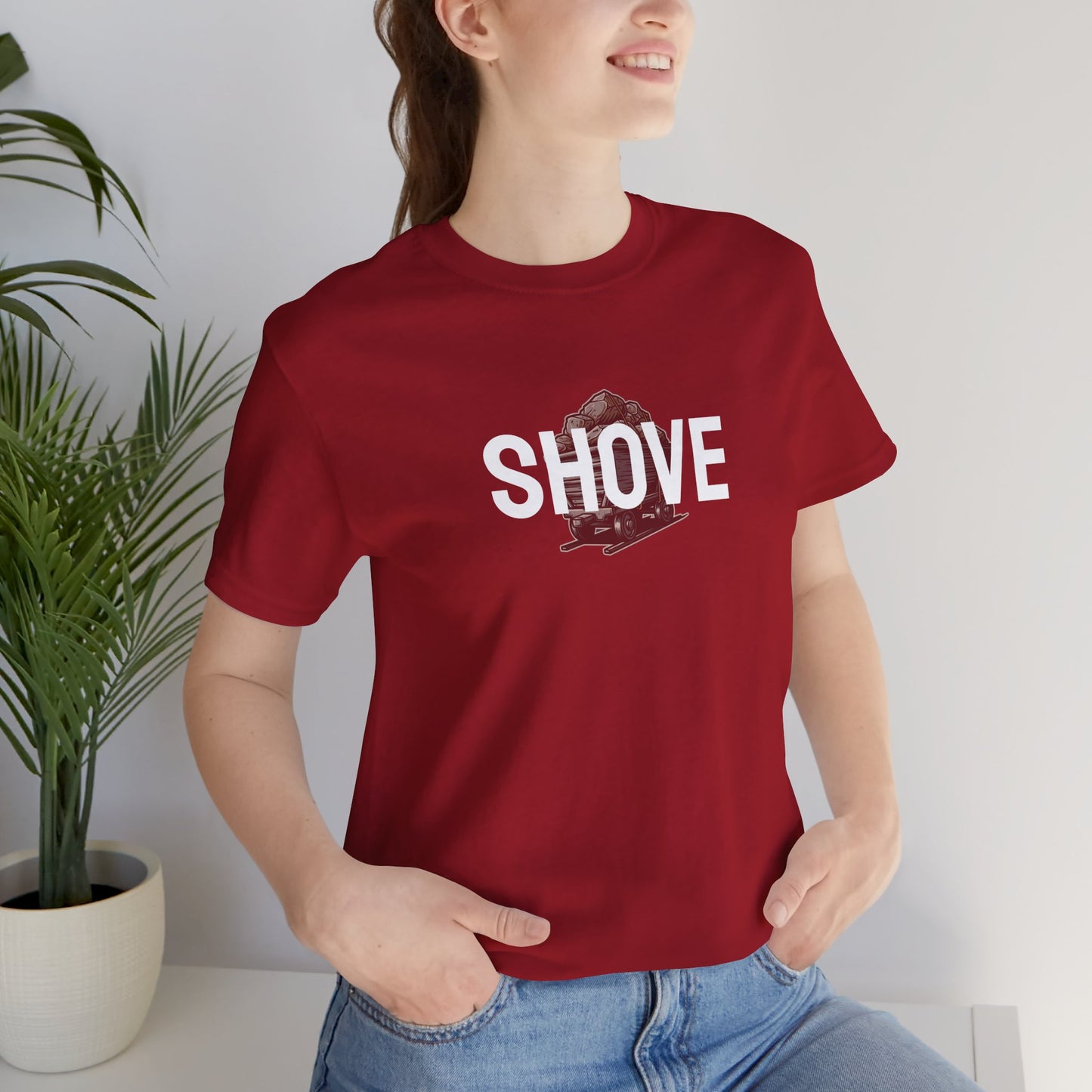 Athletic Spirit SHOVE Unisex Tee, Baseball Player Gift, Sports Fan Shirt, Inspirational Athlete Top, Underdog Competition Statement Piece