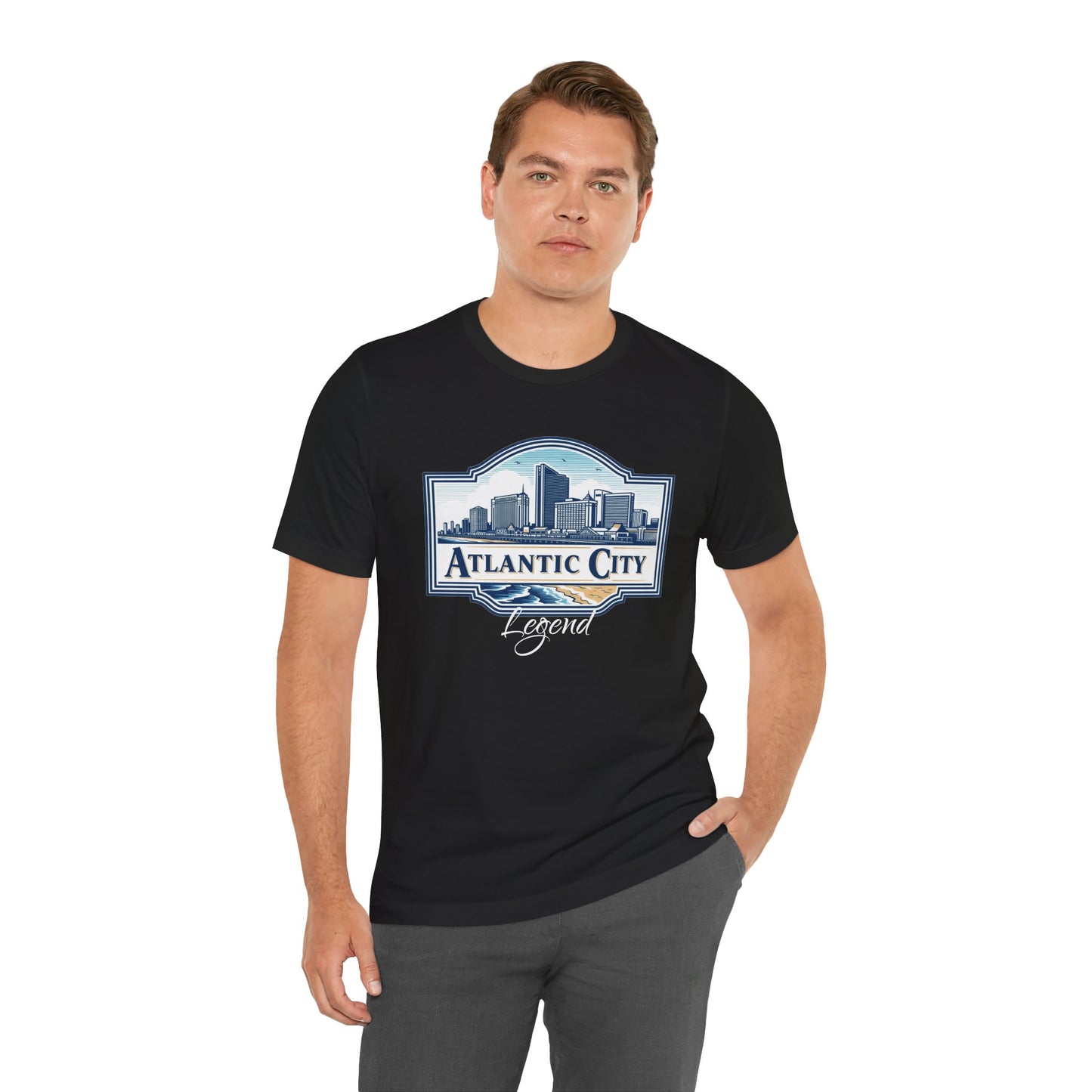 Atlantic City Legend Tee - Unisex Jersey Shirt, Cool Graphic Tee, Casual Wear, Vacation Souvenir, Travel Gift, Beach Outfit