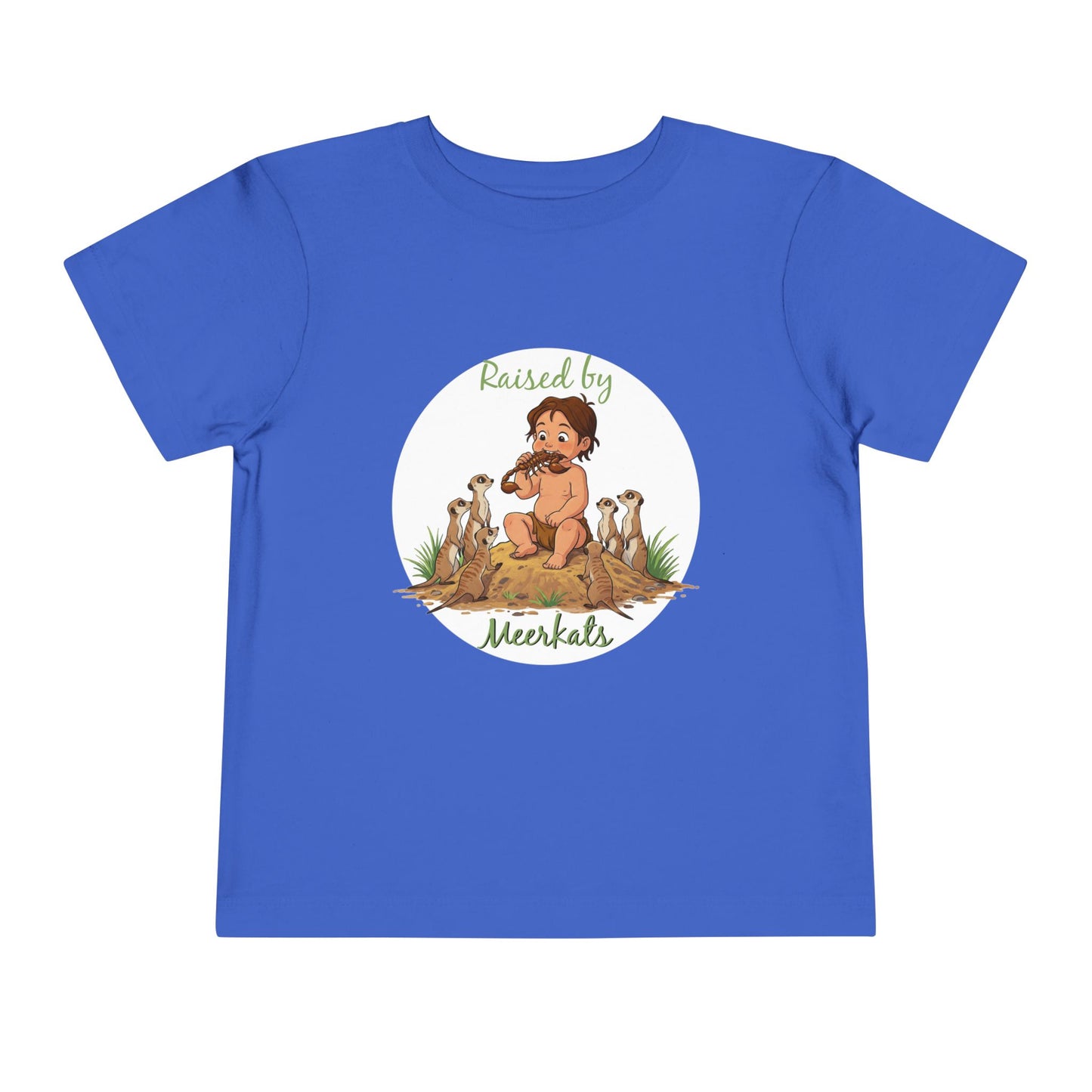 Funny Adorable 'Raised by Meerkats' Toddler Short Sleeve Tee - Cute Animal Tee for Kids Who Love Meerkats - Schmartypants