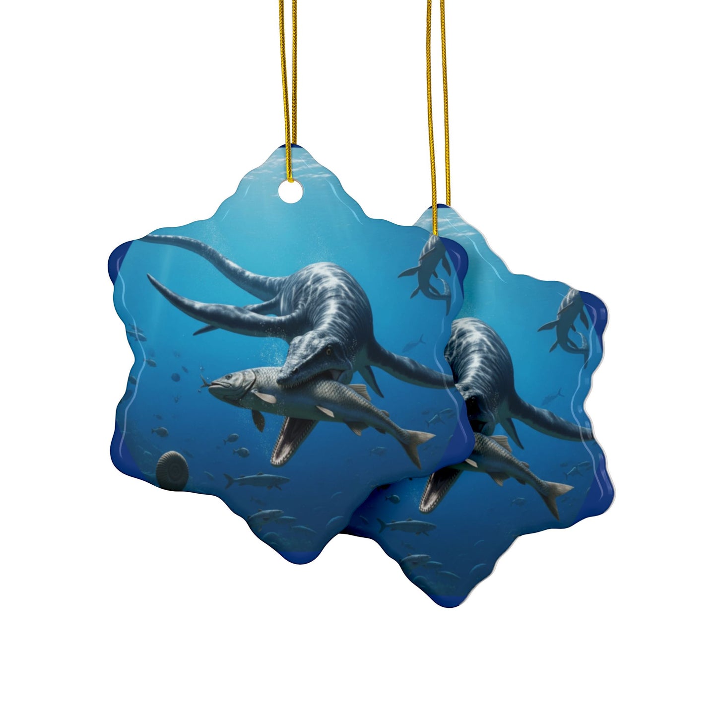 Ceramic Ornaments, Dinosaur Plesiosaur Decor, 2-Side Print, Holiday Tree Decoration, Christmas Ornament, Dino Lover Gift, Prehistoric Decor,