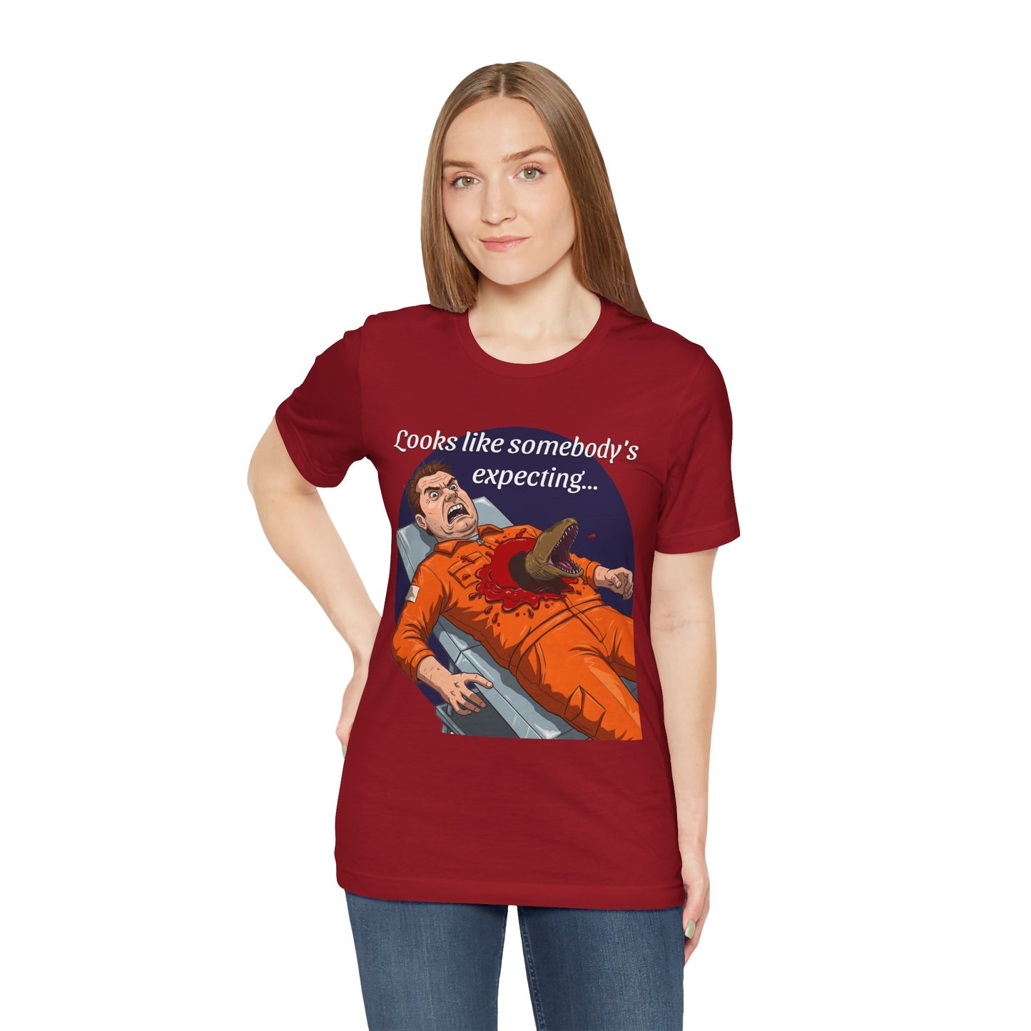 Maternity Tee for Sci-Fi Lovers, Funny Space Station Crew Member Giving Birth, Alien Movie Fan Shirt