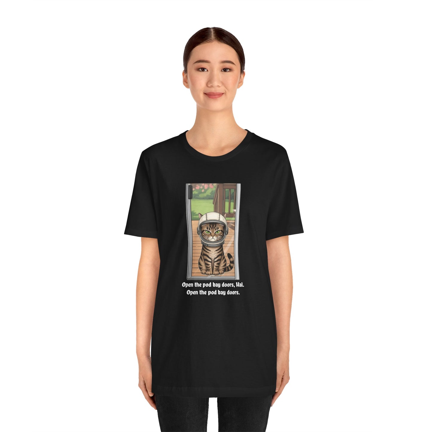 Cat Astronaut Tee, Funny Cat Shirt, Cat Lover Gift, Space Sci-Fi Tee, Hal 2001 Humor Shirt, Unisex Jersey Tee