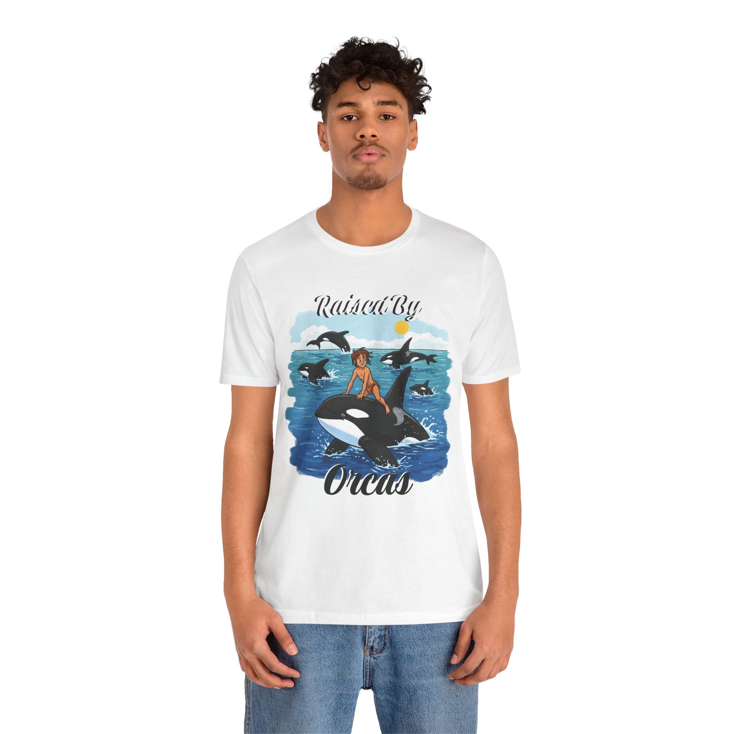 Funny 'Raised by Orca's' Tee - Perfect for Ocean Lovers, Beach Days, Summer Vacations, Gift for Marine Life Enthusiasts, Cute Animal Shirt