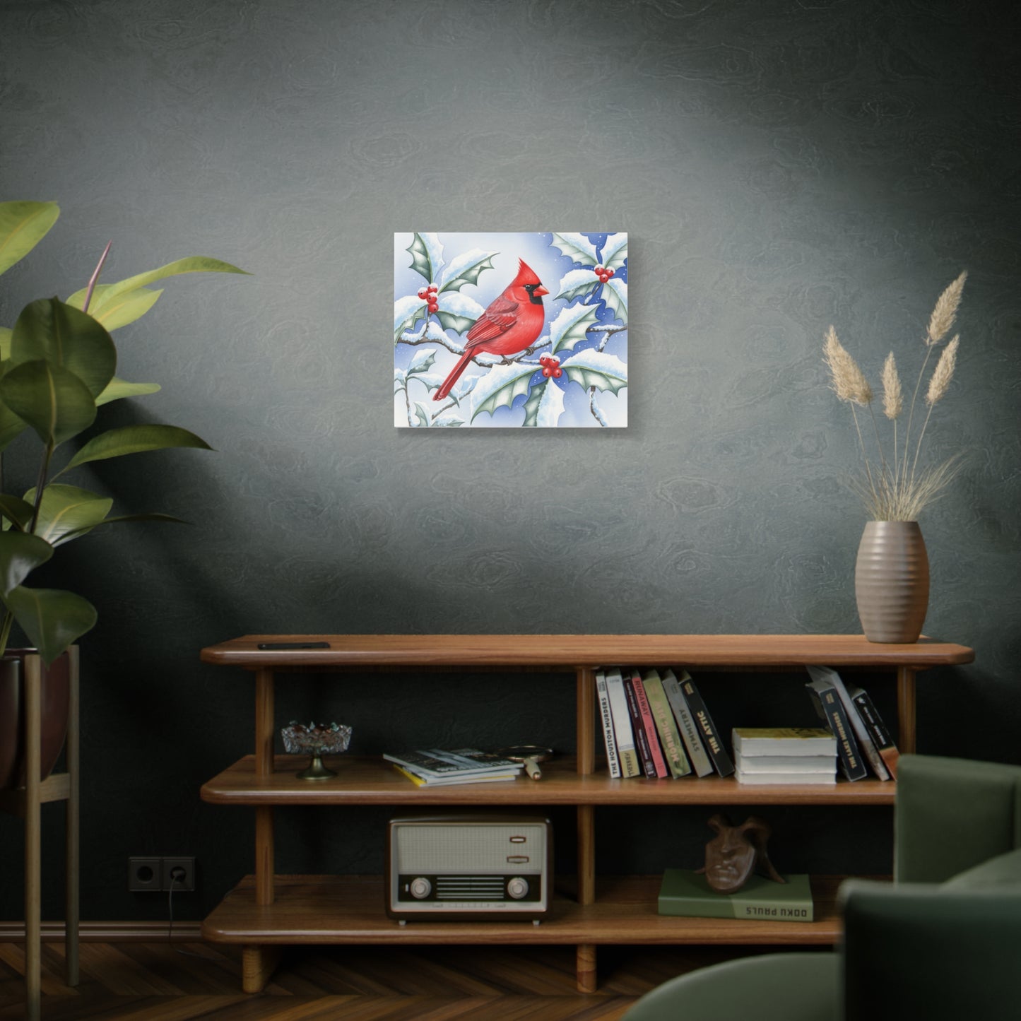 Winter Cardinal Canvas Art Print, Holiday Home Decor, Red Bird Wall Art, Christmas Decoration, Nature Artwork