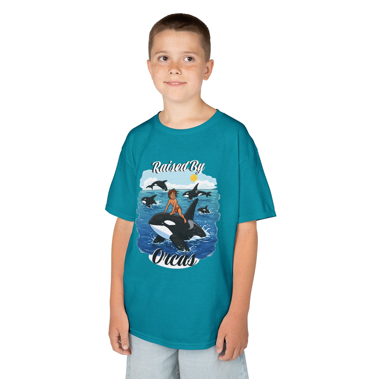Funny Whale-Themed Kids Tee, 'Raised By Orcas' Shirt - Perfect for Ocean Lovers, Gifts for Birthdays, Summer Camps, Beach Days, Fun Tees