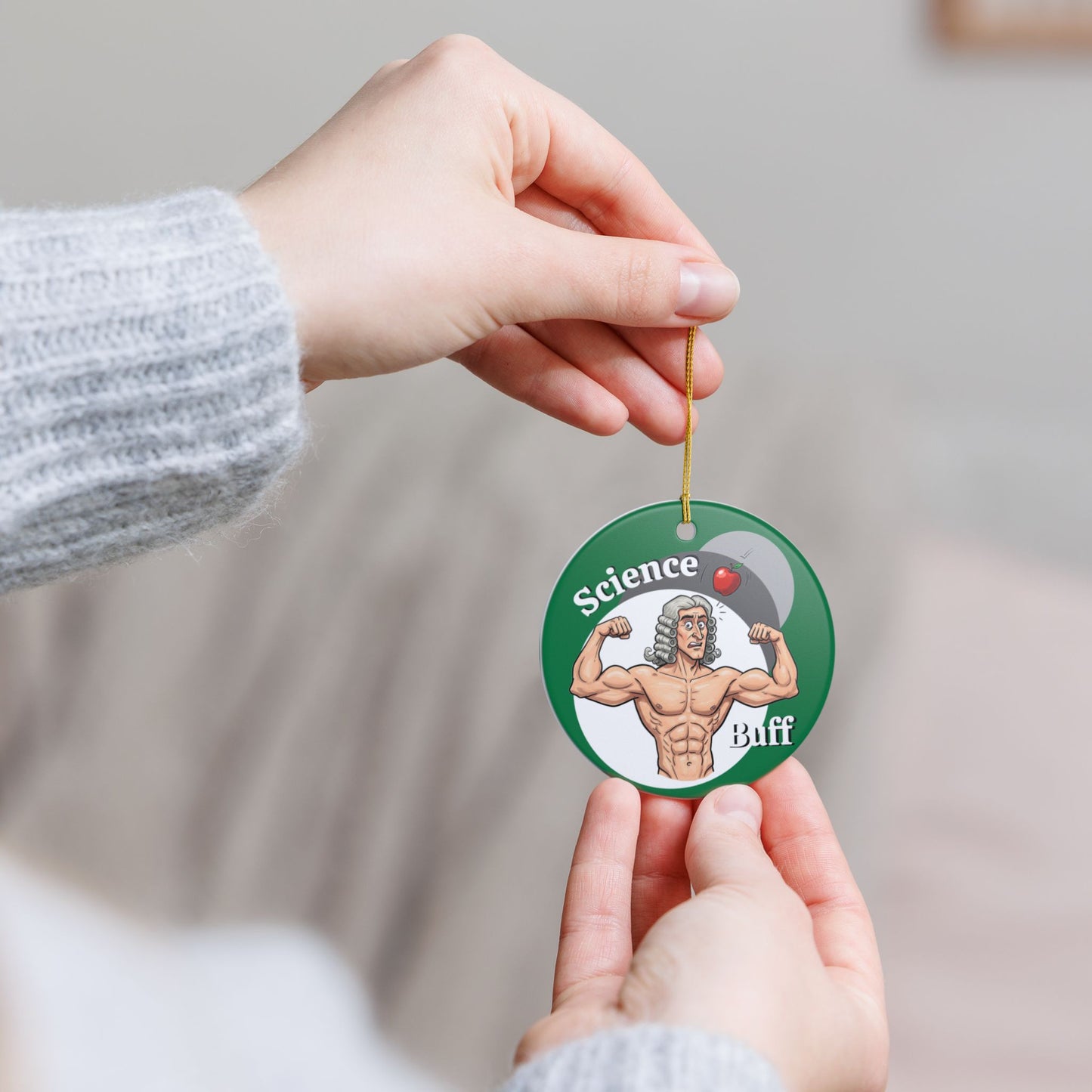 Science Buff Ceramic Ornament - Fun Holiday Decor, Educational Gifts, Unique Home Accent, Gift for Science Lovers, Sir Isaac Newton