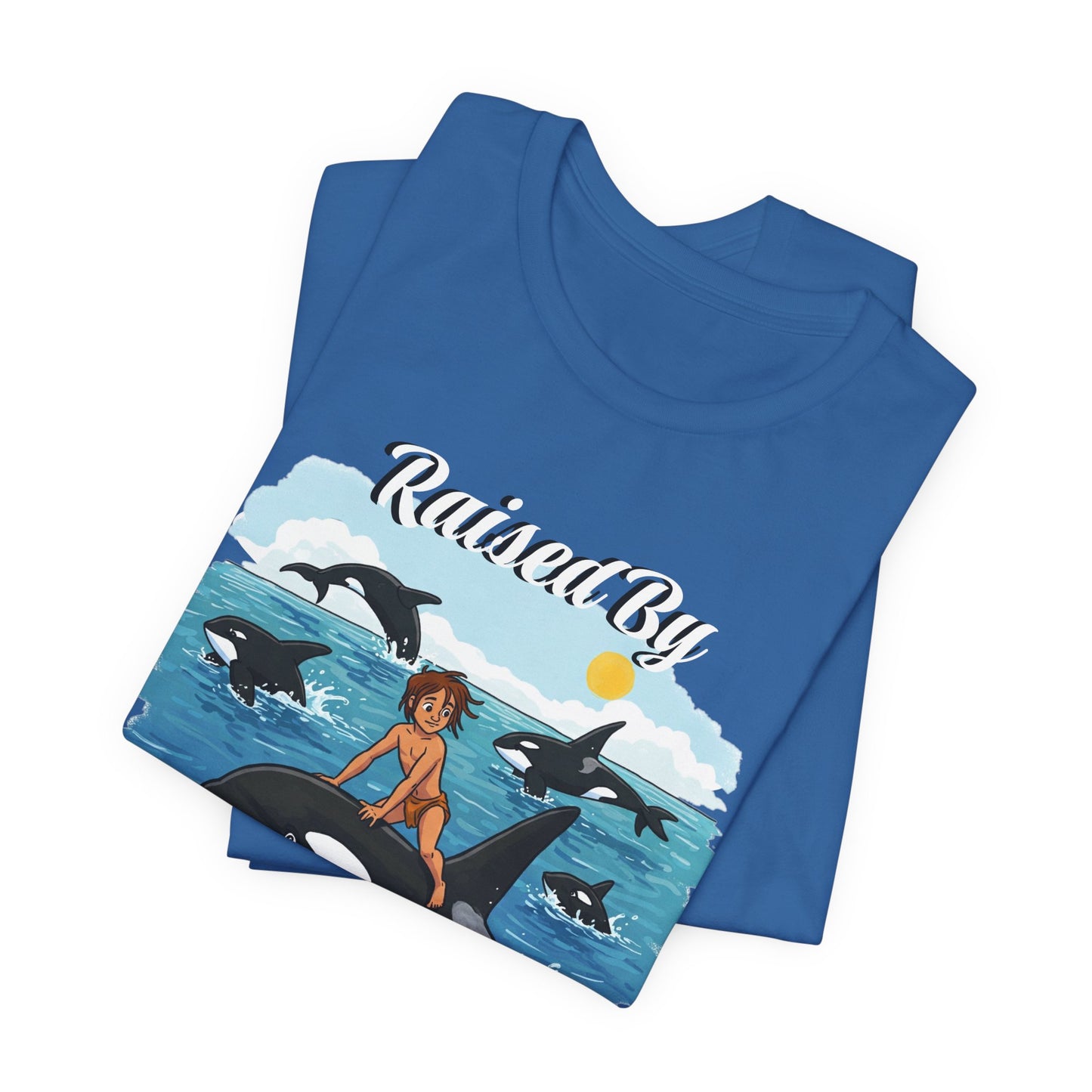 Funny 'Raised by Orca's' Tee - Perfect for Ocean Lovers, Beach Days, Summer Vacations, Gift for Marine Life Enthusiasts, Cute Animal Shirt