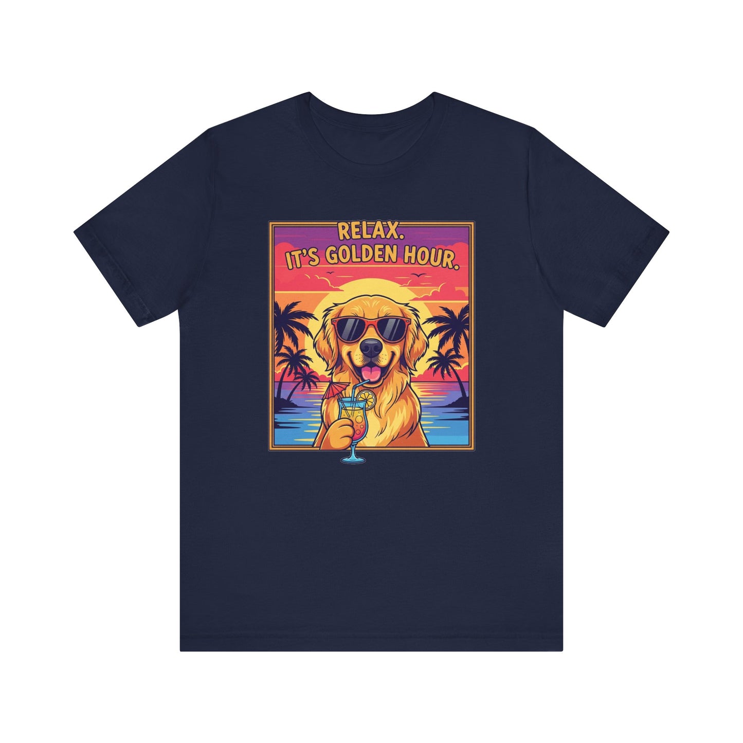 Golden Hour Golden Retriever Tee - Relax It's Golden Hour Shirt, Dog Lover Gift, Summer Vibes Tee, Vacation Outfit, Funny Pet Shirt