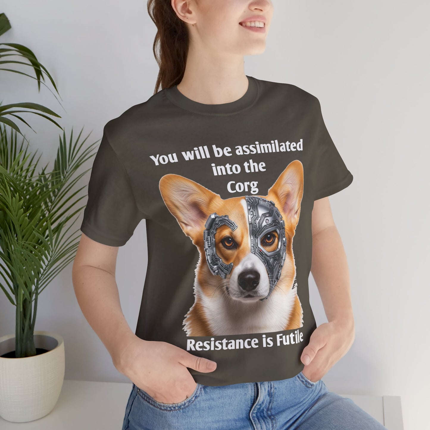 Star Trek Corgi Unisex Tee, Borg Implants, Resistance is Futile, Funny Gift for Corgi Lovers, Trekkies, Trekkie Conventions, Dog Park