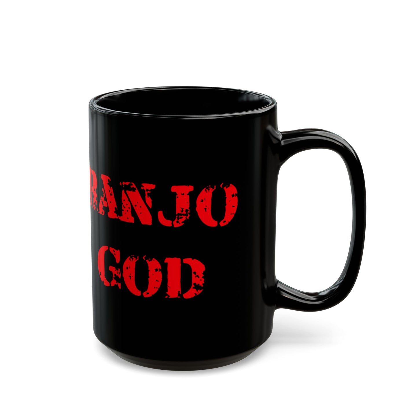 Rock & Roll Banjo God Mug - Black 11oz & 15oz Coffee Cups - Funny Banjo Player - Schmartypants