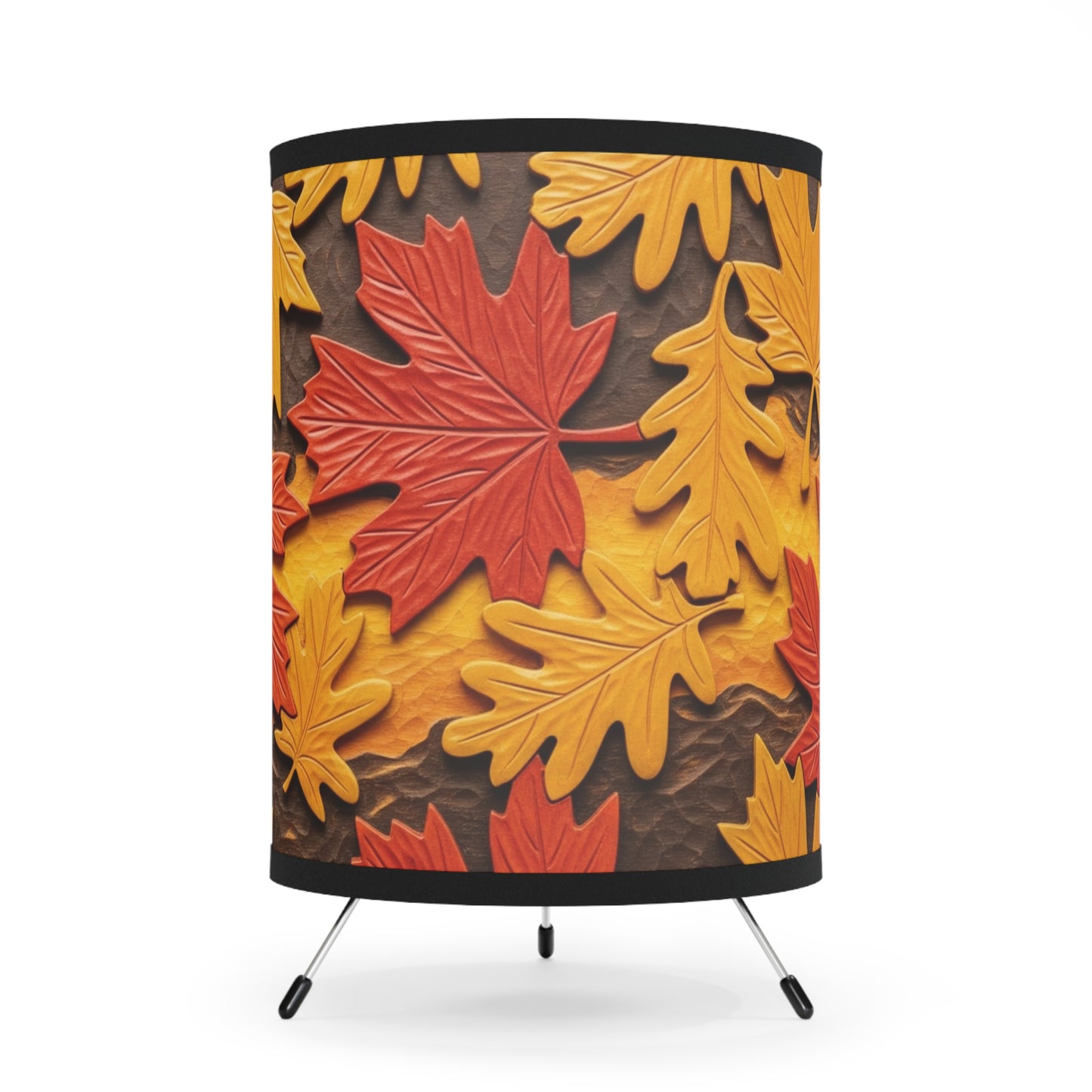 Fall Leaf Tripod Lamp, Cozy Home Decor, Autumn Lighting, Nature-Inspired Shade, Ideal Gift for Fall Enthusiasts