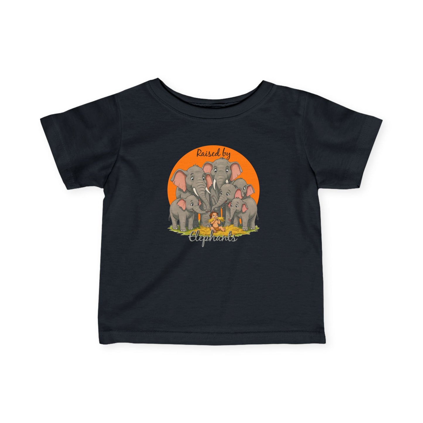Cute Funny Elephant Theme Infant Tee - "Raised by Elephants" - Schmartypants