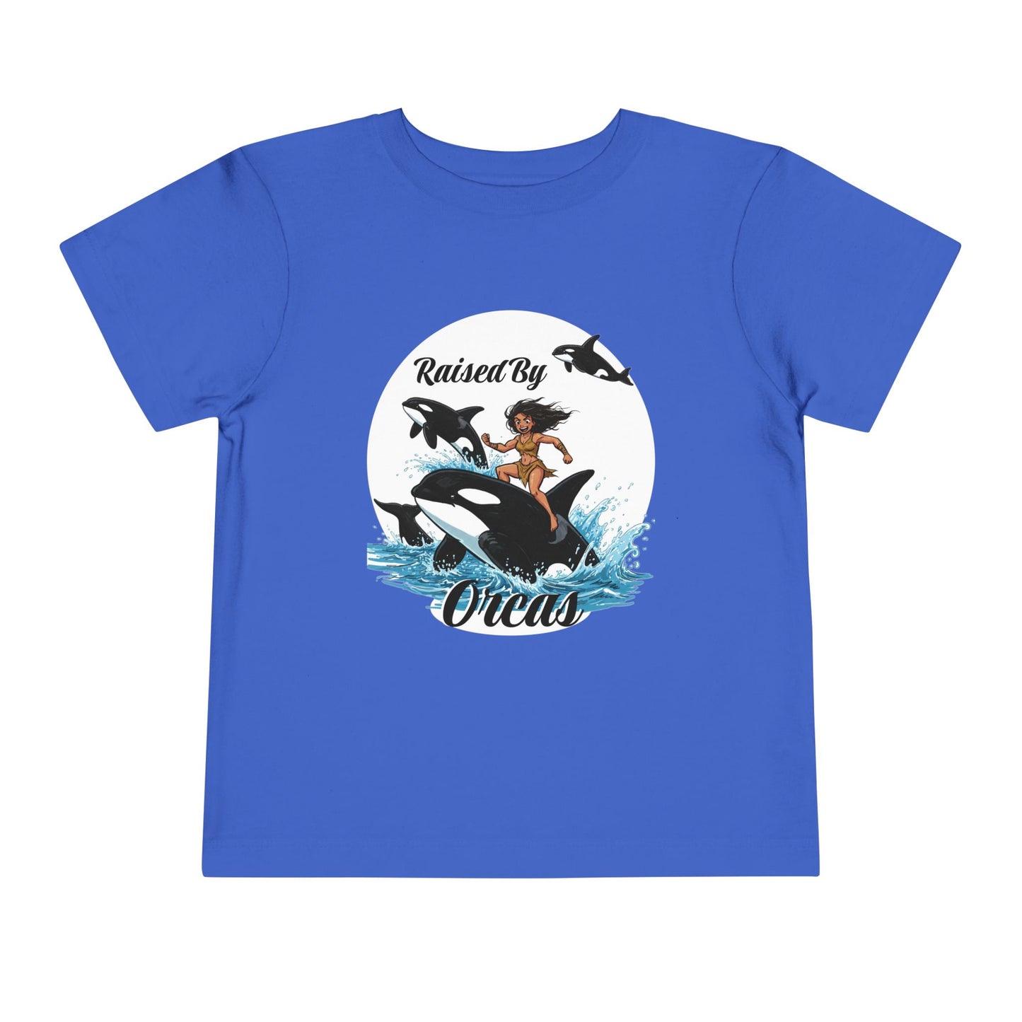 Toddler Short Sleeve Tee - Funny 'Raised By Orcas' Design, Cute Kids Shirt, Whale Lover Top, Birthday Gift, Ocean Theme Clothing