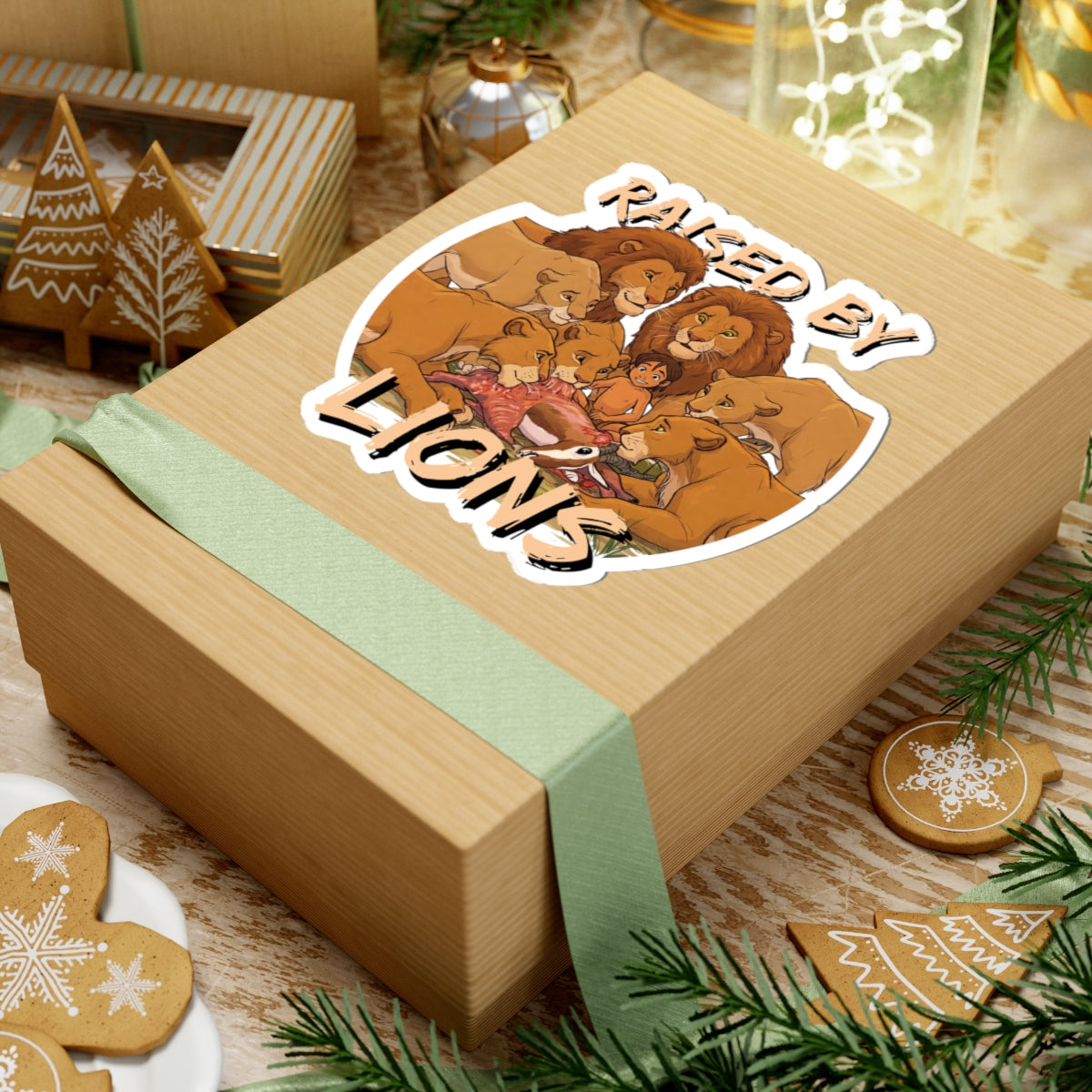 Raised by Lions Kiss-Cut Stickers - Embrace Adventure & Wilderness - Schmartypants