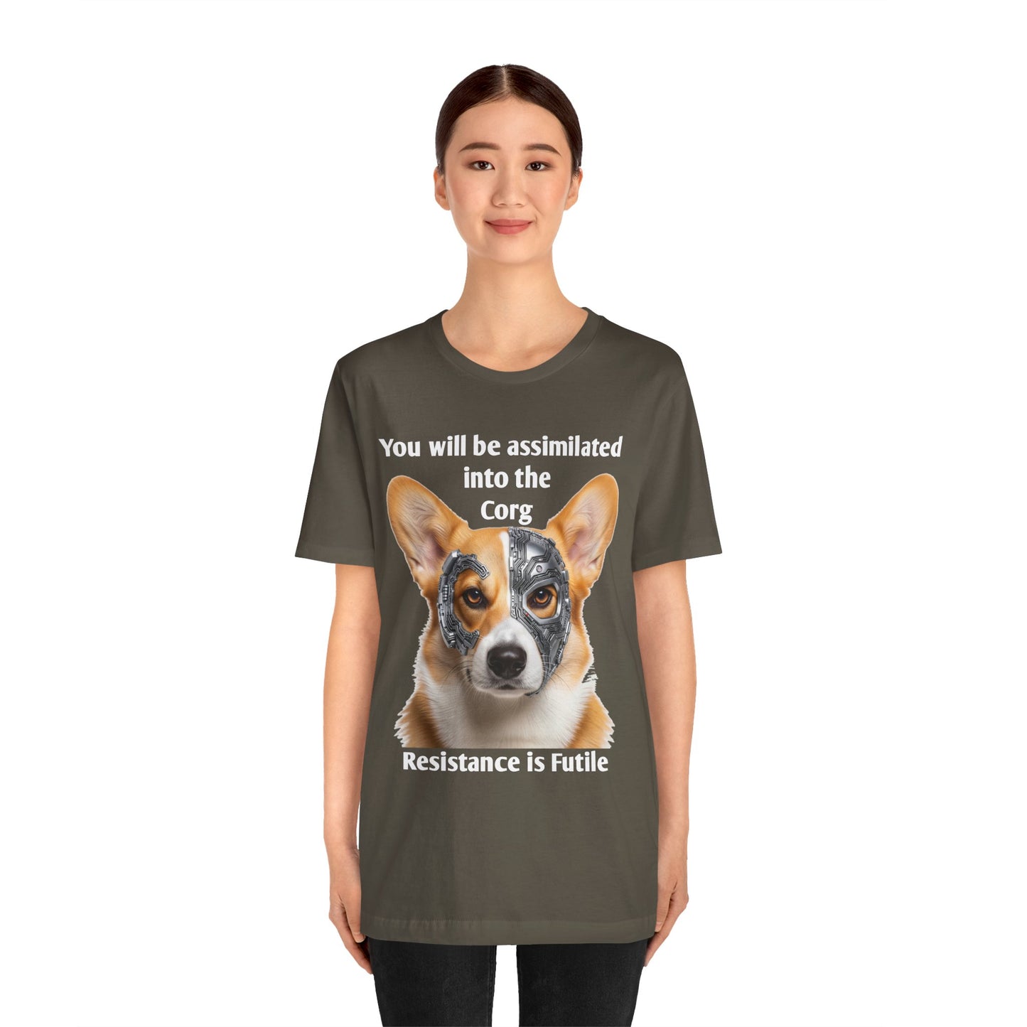 Star Trek Corgi Unisex Tee, Borg Implants, Resistance is Futile, Funny Gift for Corgi Lovers, Trekkies, Trekkie Conventions, Dog Park