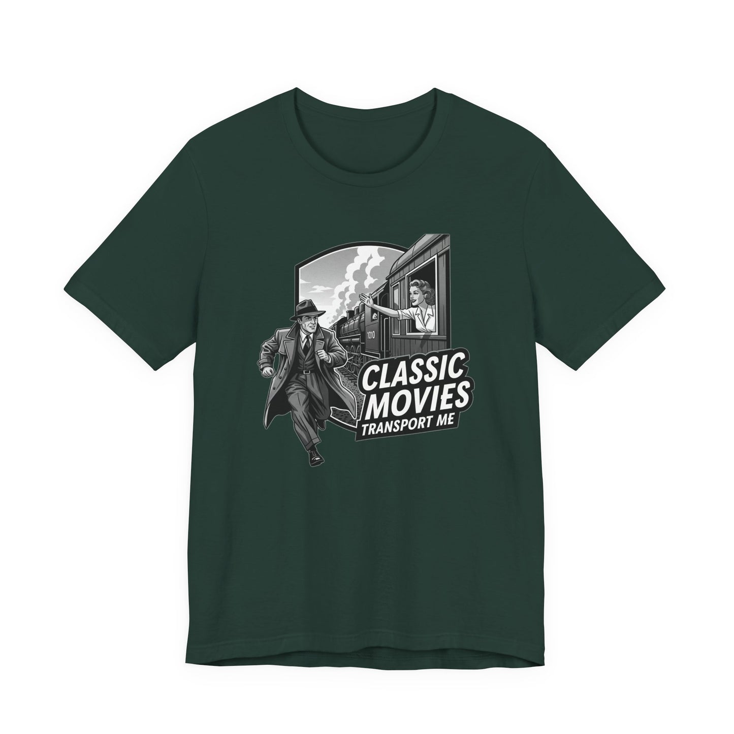 Classic Movies Transport Me Unisex Tee, Vintage Movie Lover Shirt, Locomotive T-Shirt, Film Buff Gift, Nostalgic Film Apparel