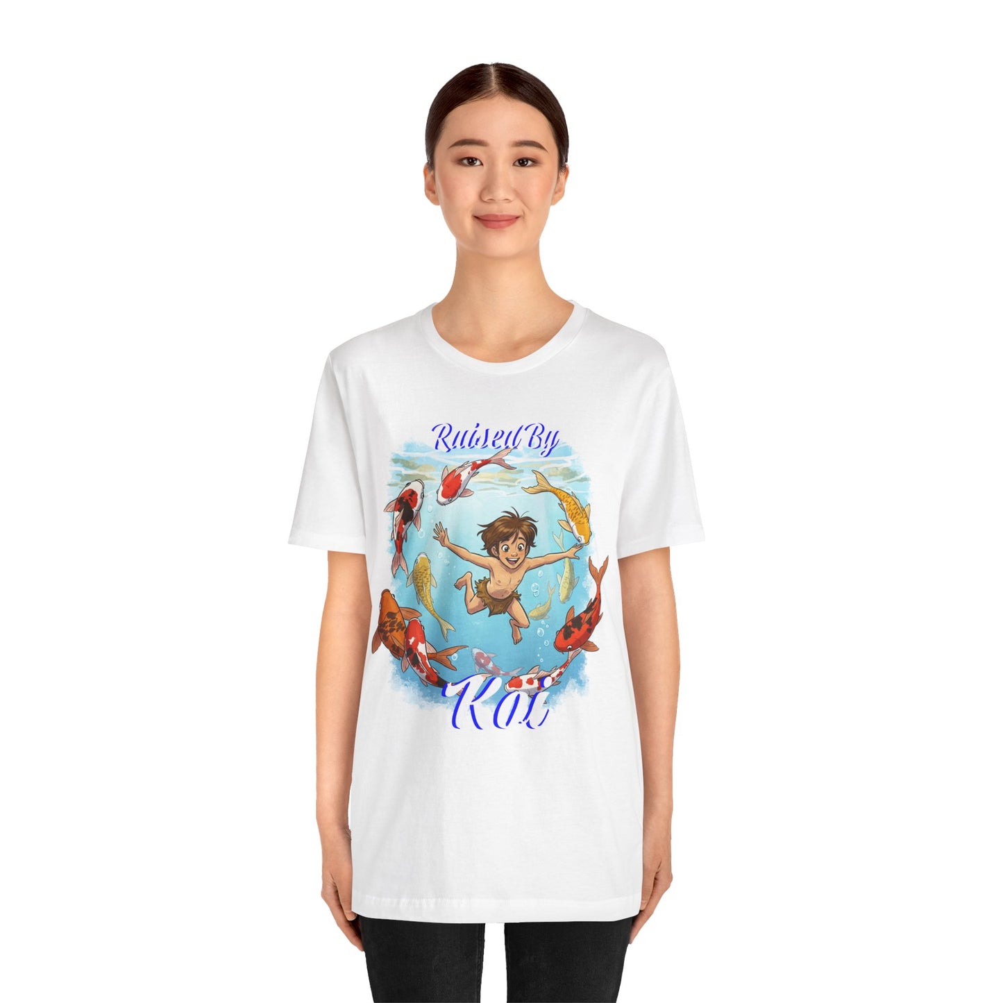 'Raised By Koi; Unisex Jersey Tee - Funny Graphic Tee for Aquatic Lovers, Cute Gift for Birthdays, Casual Wear, Summer Fashion, Relaxed Style - Schmartypants