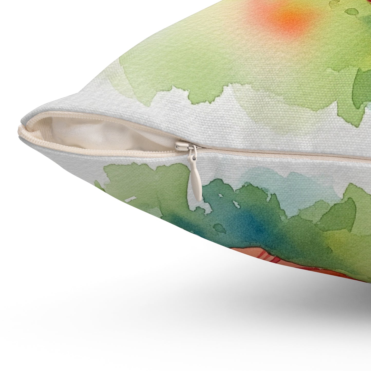 Vibrant Hummingbird Pillow - Floral Decor, Home Accent, Gift for Nature Lovers, Botanical Art, Spring Decor