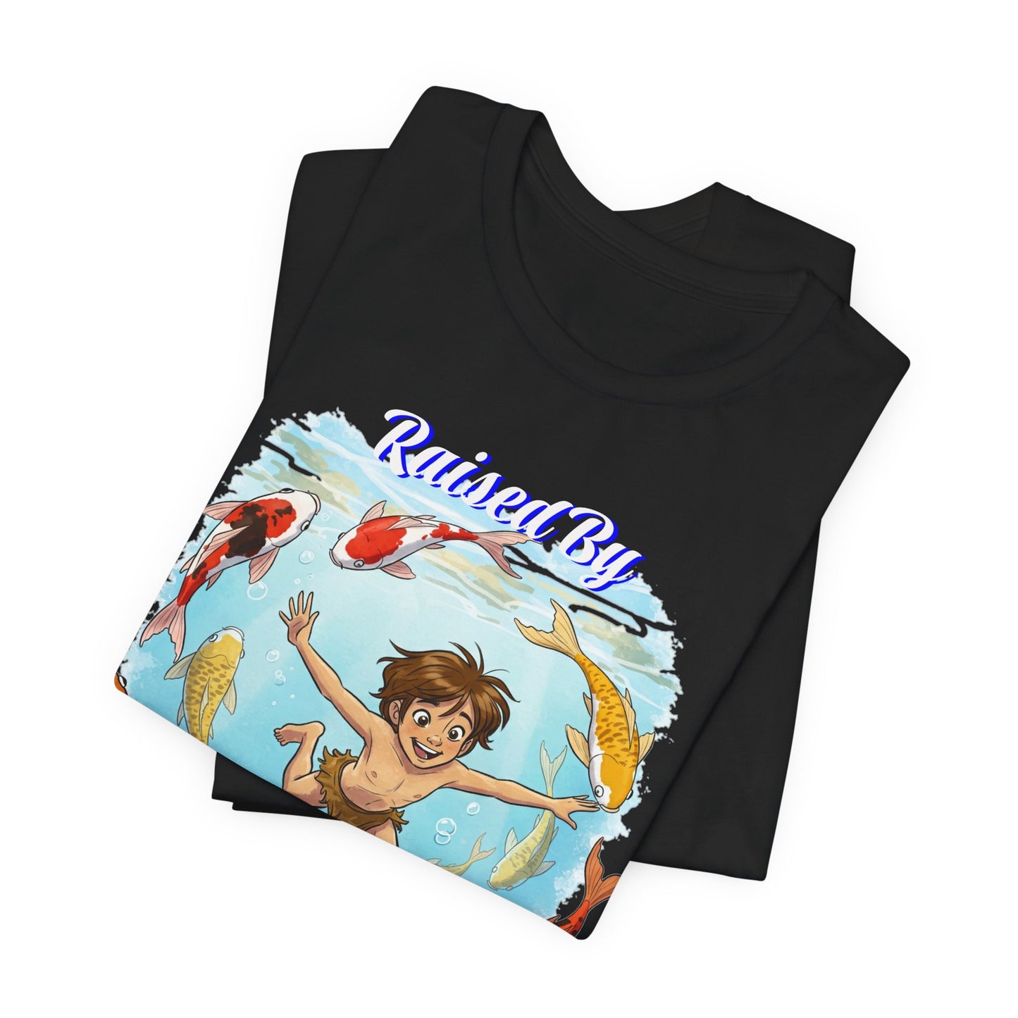 'Raised By Koi; Unisex Jersey Tee - Funny Graphic Tee for Aquatic Lovers, Cute Gift for Birthdays, Casual Wear, Summer Fashion, Relaxed Style - Schmartypants