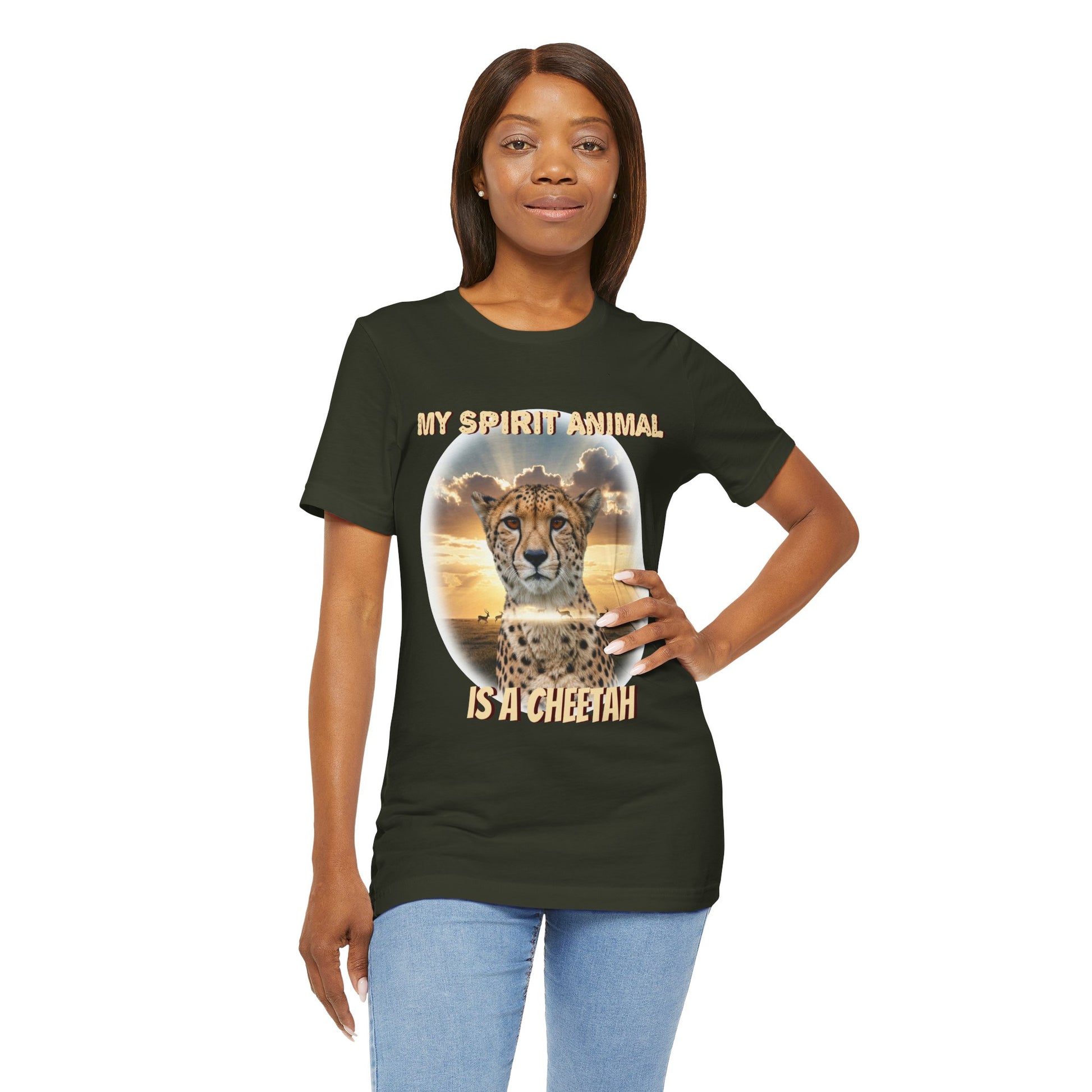 Unisex Jersey Tee - My Spirit Animal is a Cheetah - Beautiful Cheetah Natura Lover Statement - Schmartypants
